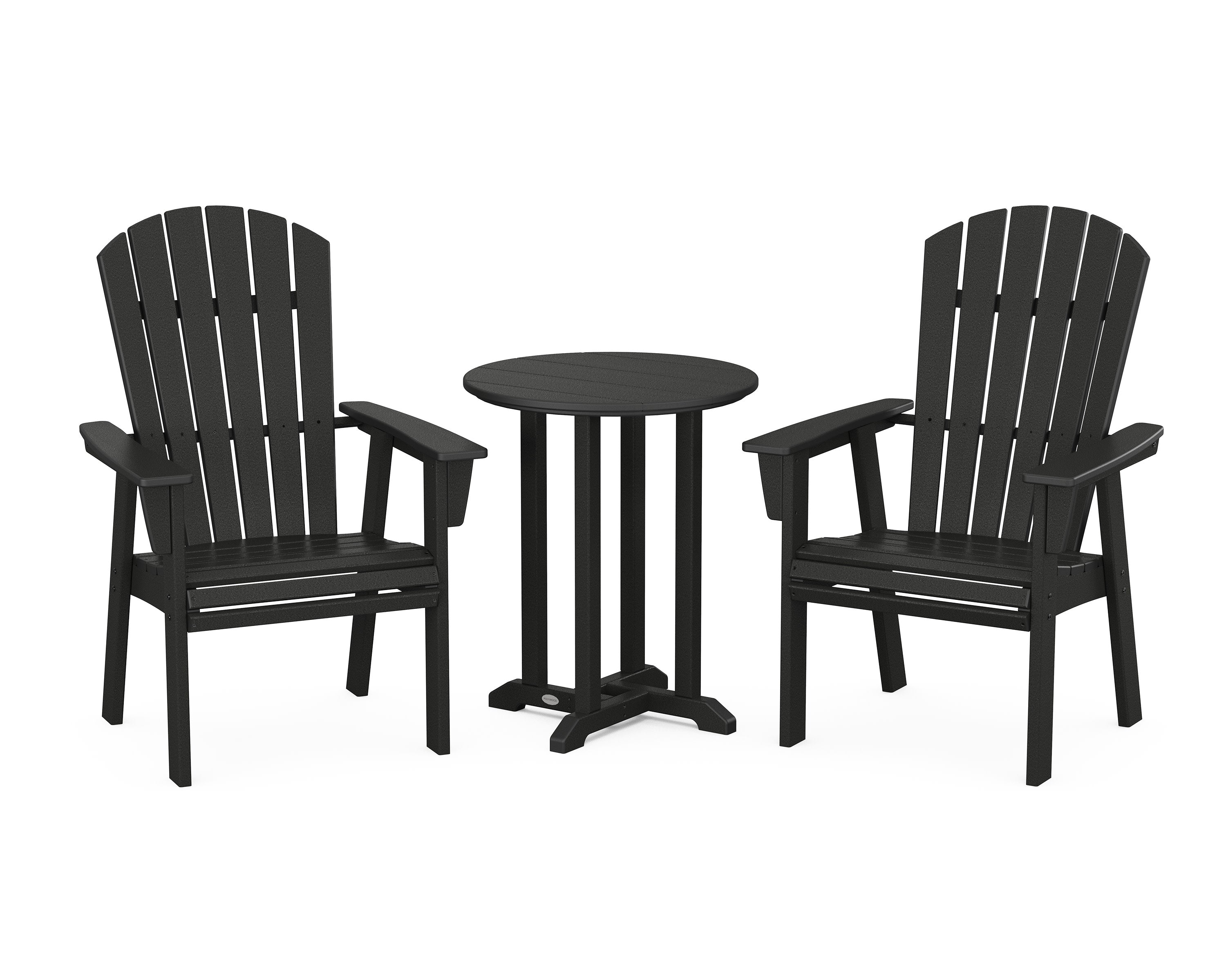 Nautical Adirondack 3-Piece Round Bistro Dining Set in Black