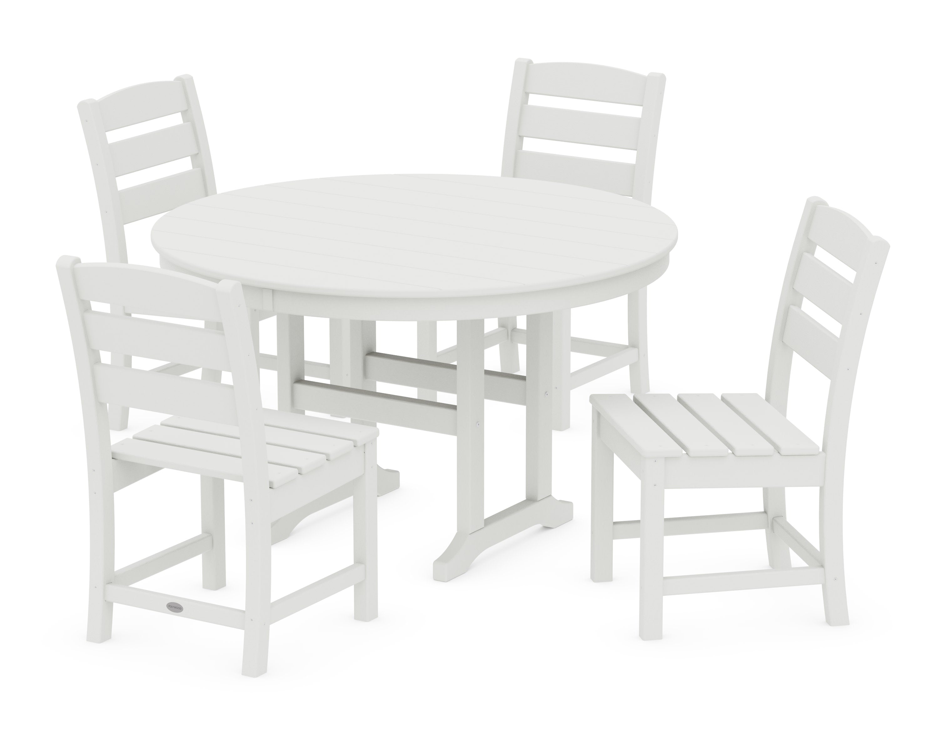 Lakeside 5-Piece Round Farmhouse Side Chair Dining Set in Vintage White