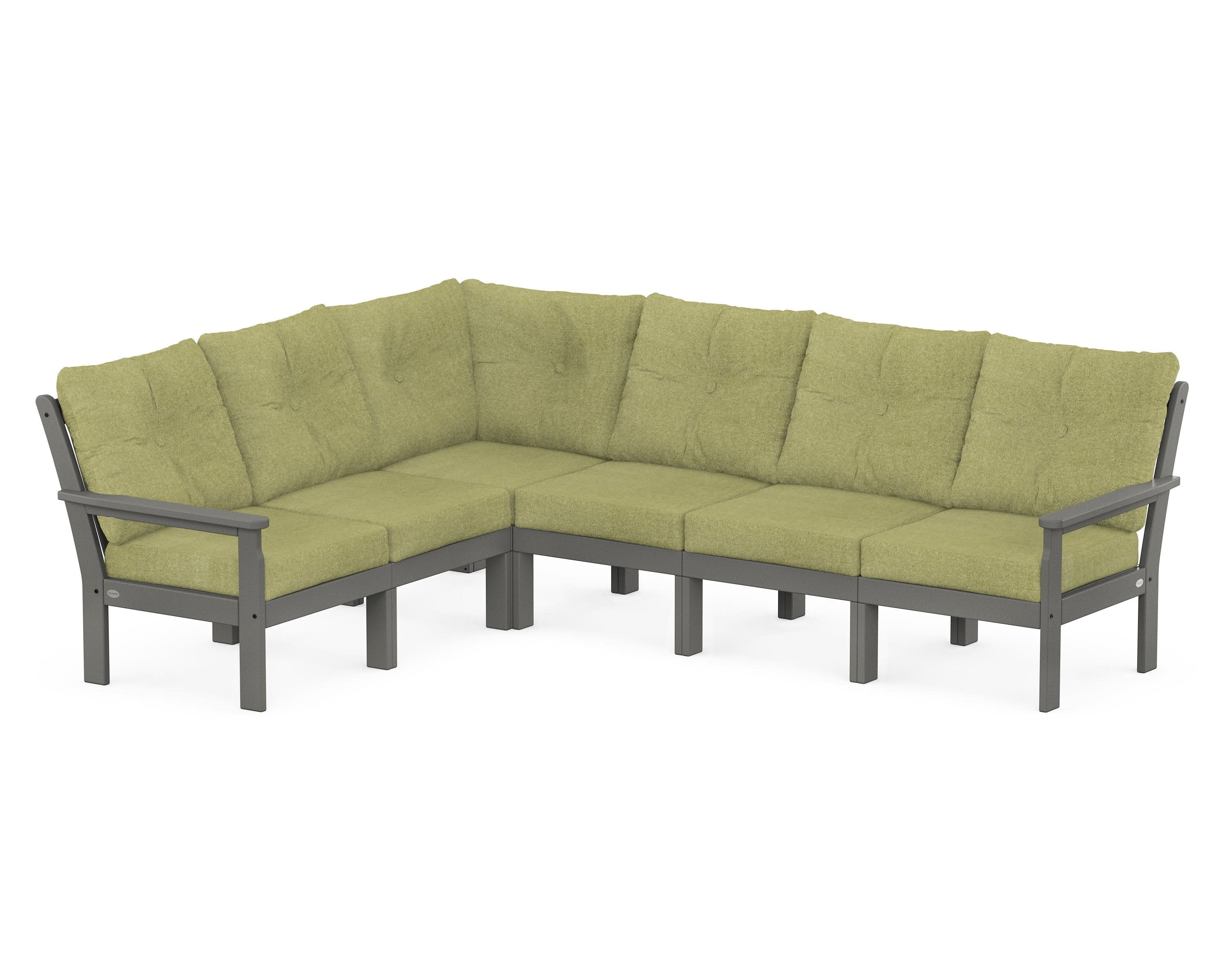 Vineyard 6-Piece Sectional in Slate Grey / Chartreuse Boucle