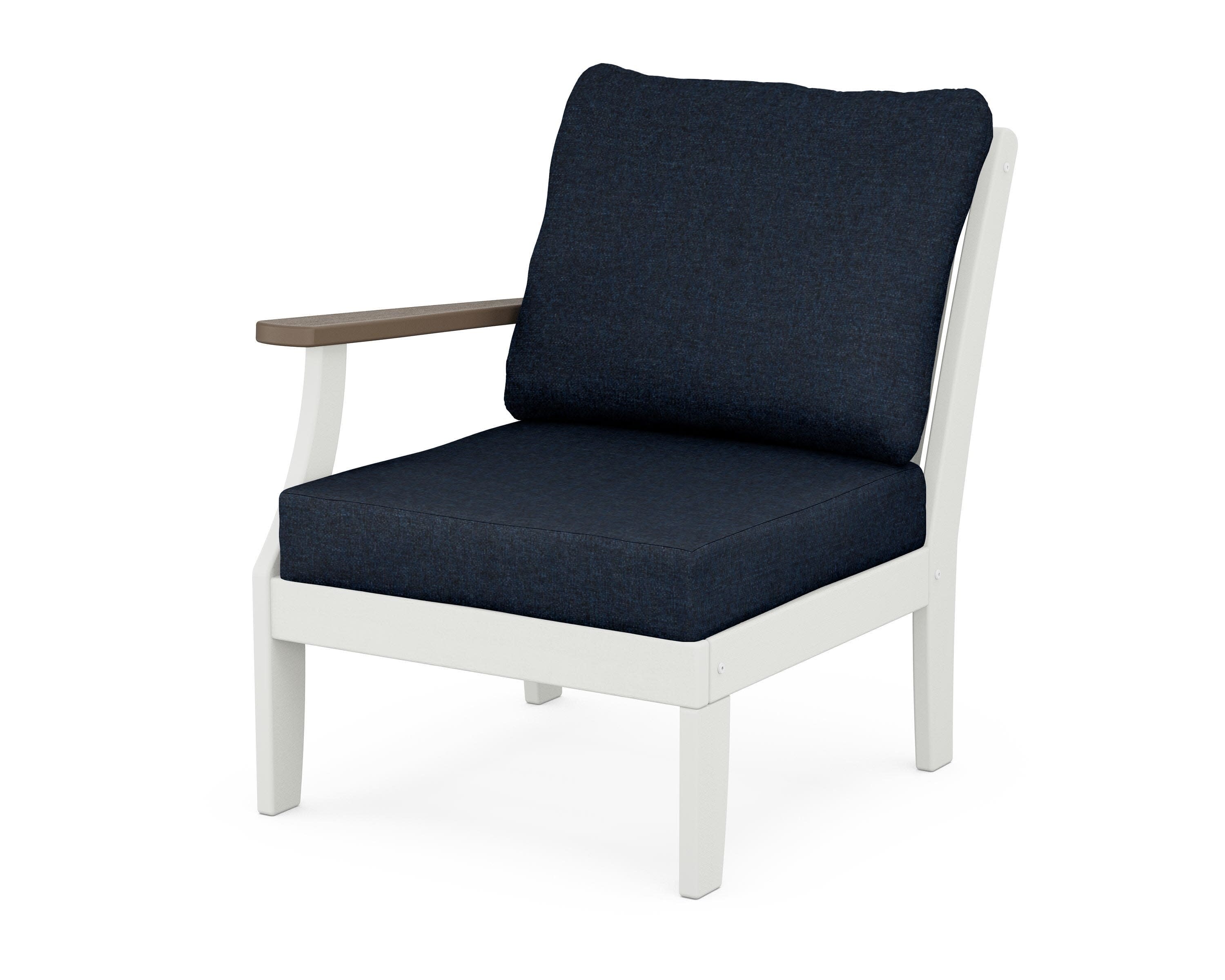 Braxton Modular Left Arm Chair in White / Kona / Marine Indigo