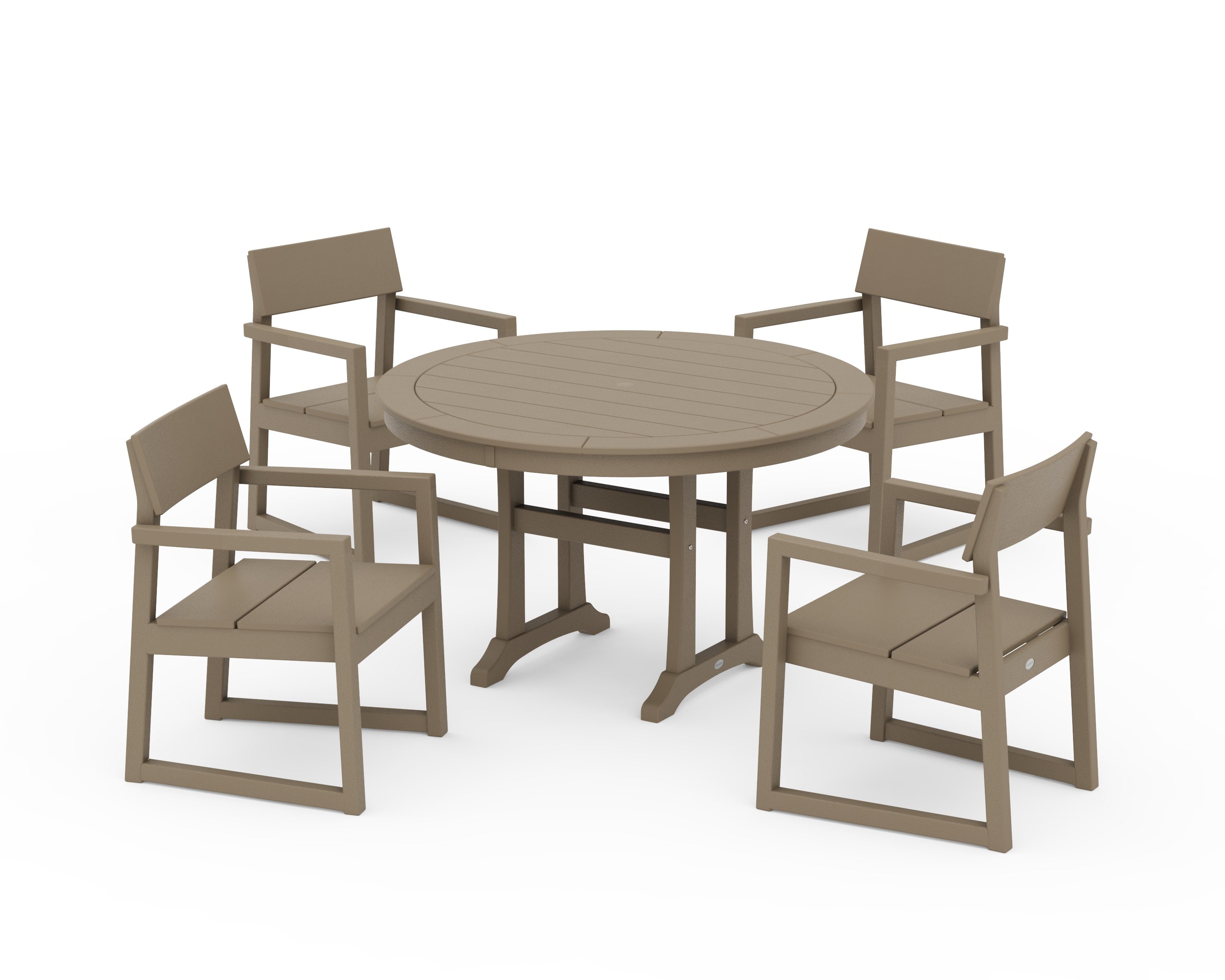 EDGE 5-Piece Round Dining Set with Trestle Legs in Vintage Sahara