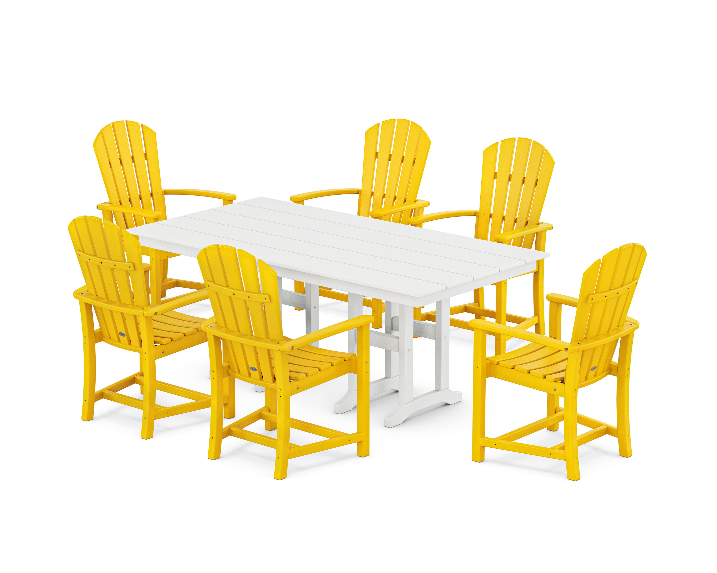 Palm Coast 7-Piece Farmhouse Dining Set in Lemon / White