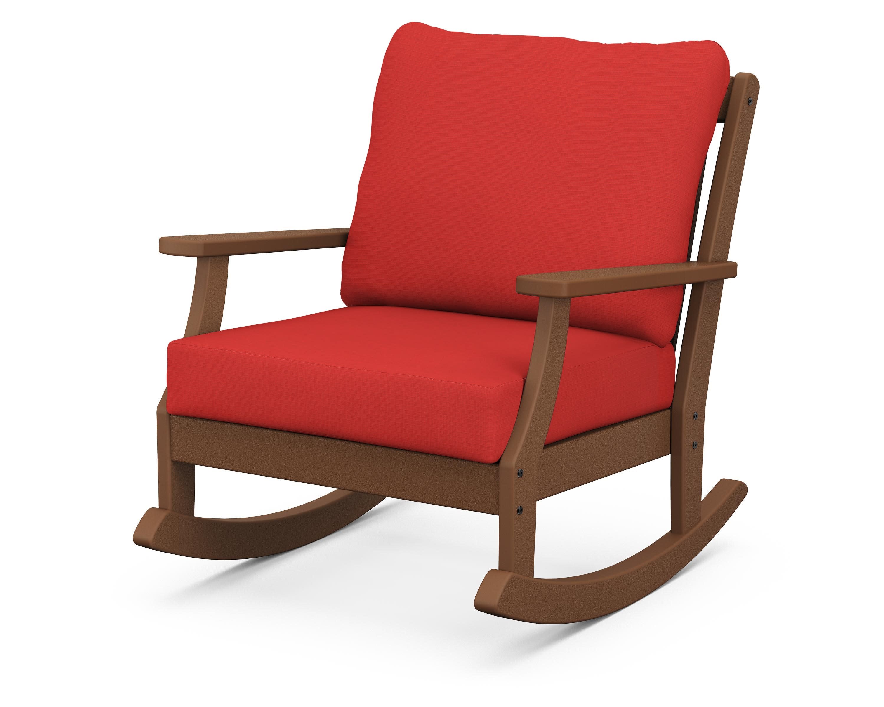 Braxton Deep Seating Rocking Chair in Teak / Crimson Linen