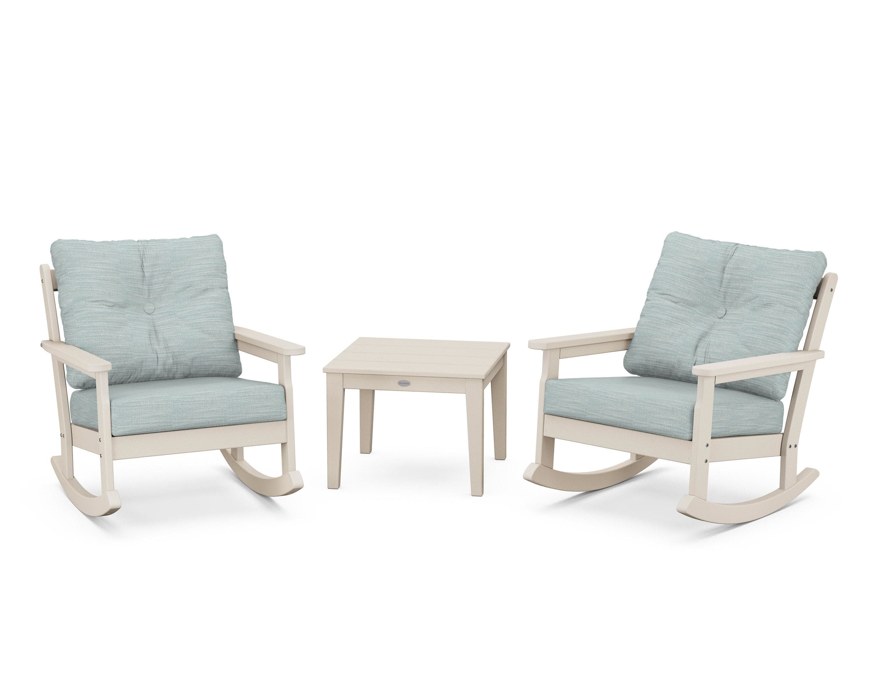 Vineyard 3-Piece Deep Seating Rocker Set in Sand / Soothe Mist