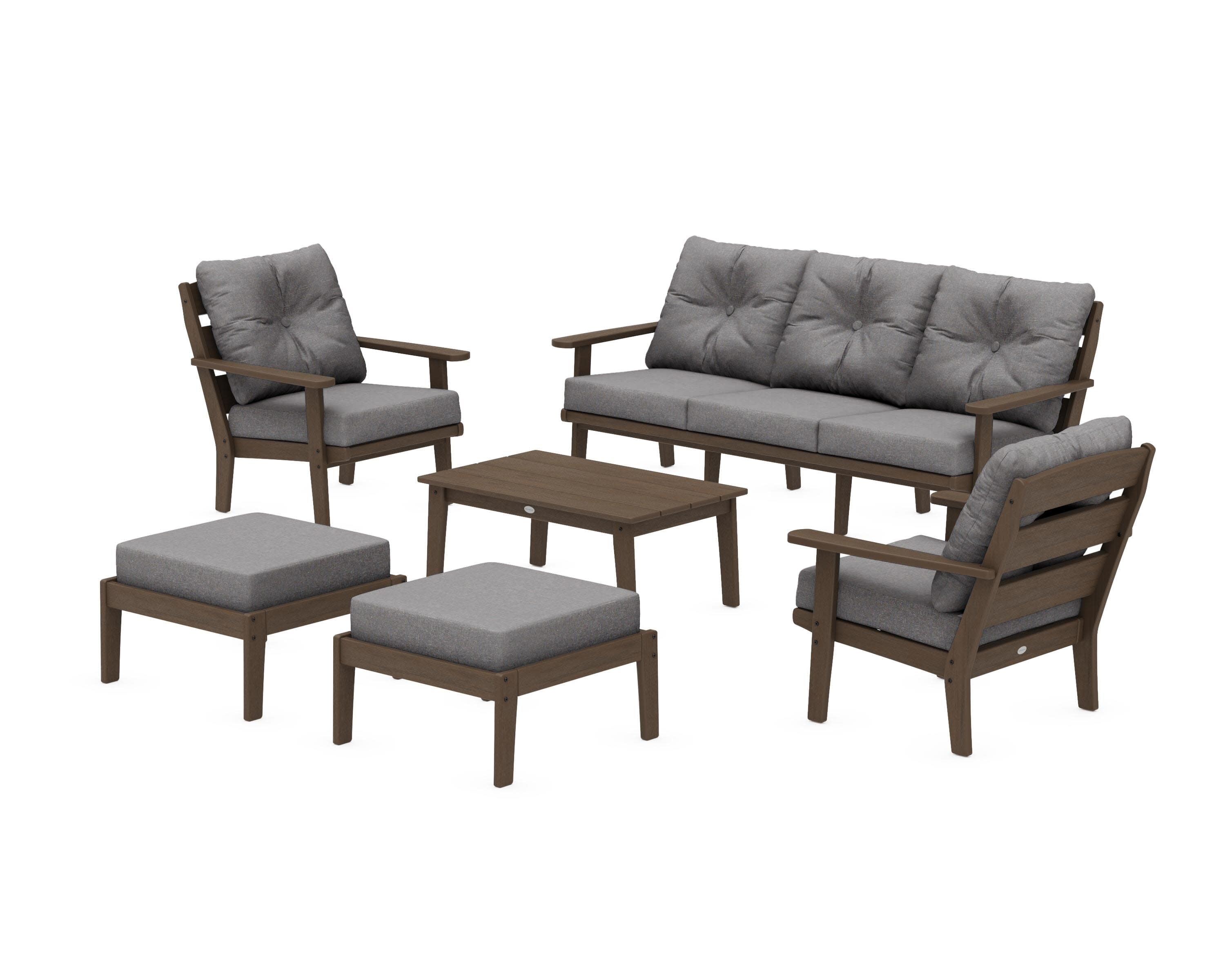 Lakeside 6-Piece Lounge Sofa Set in Kona / Ash Charcoal