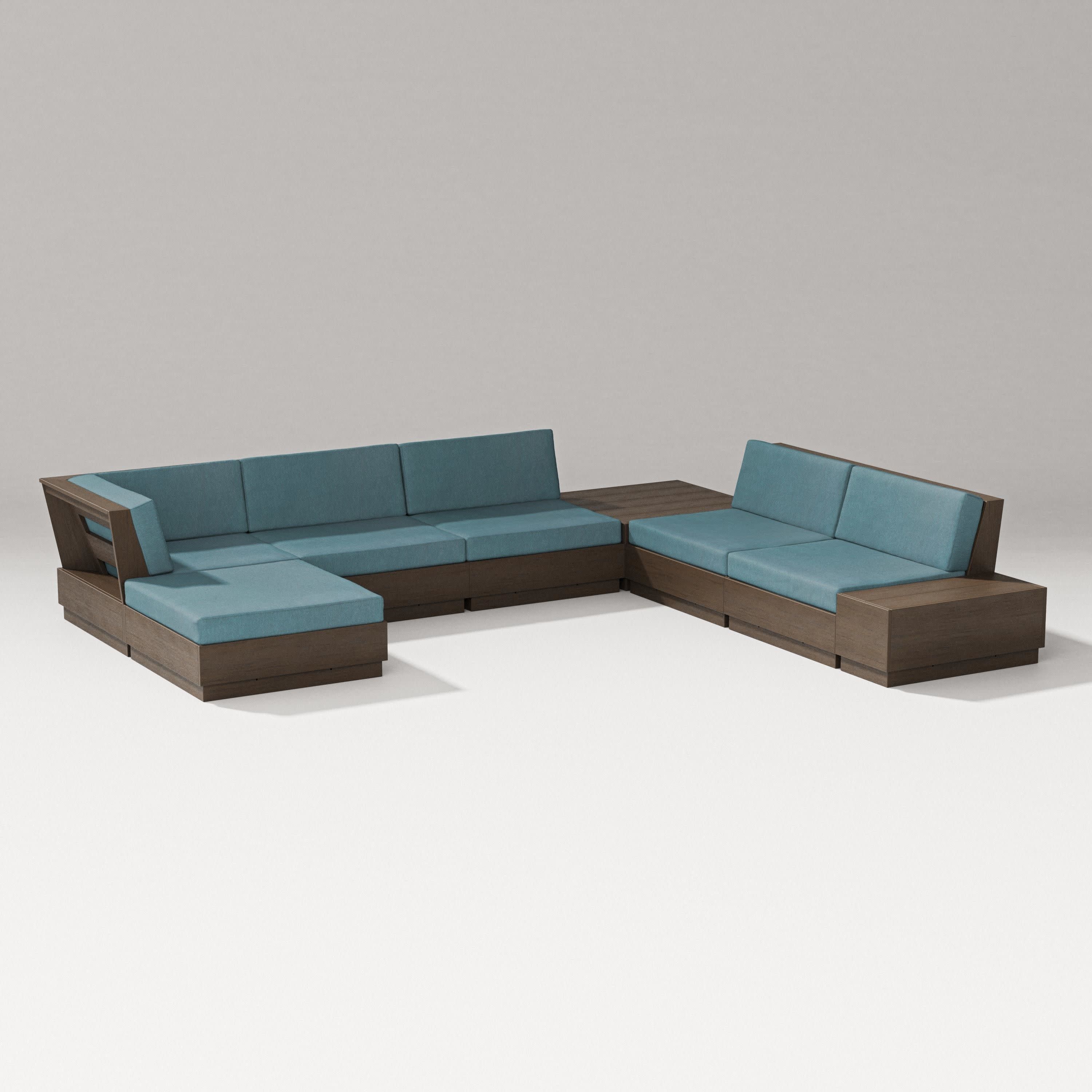 Elevate 8-Piece Corner Sectional in Kona / Ocean Teal