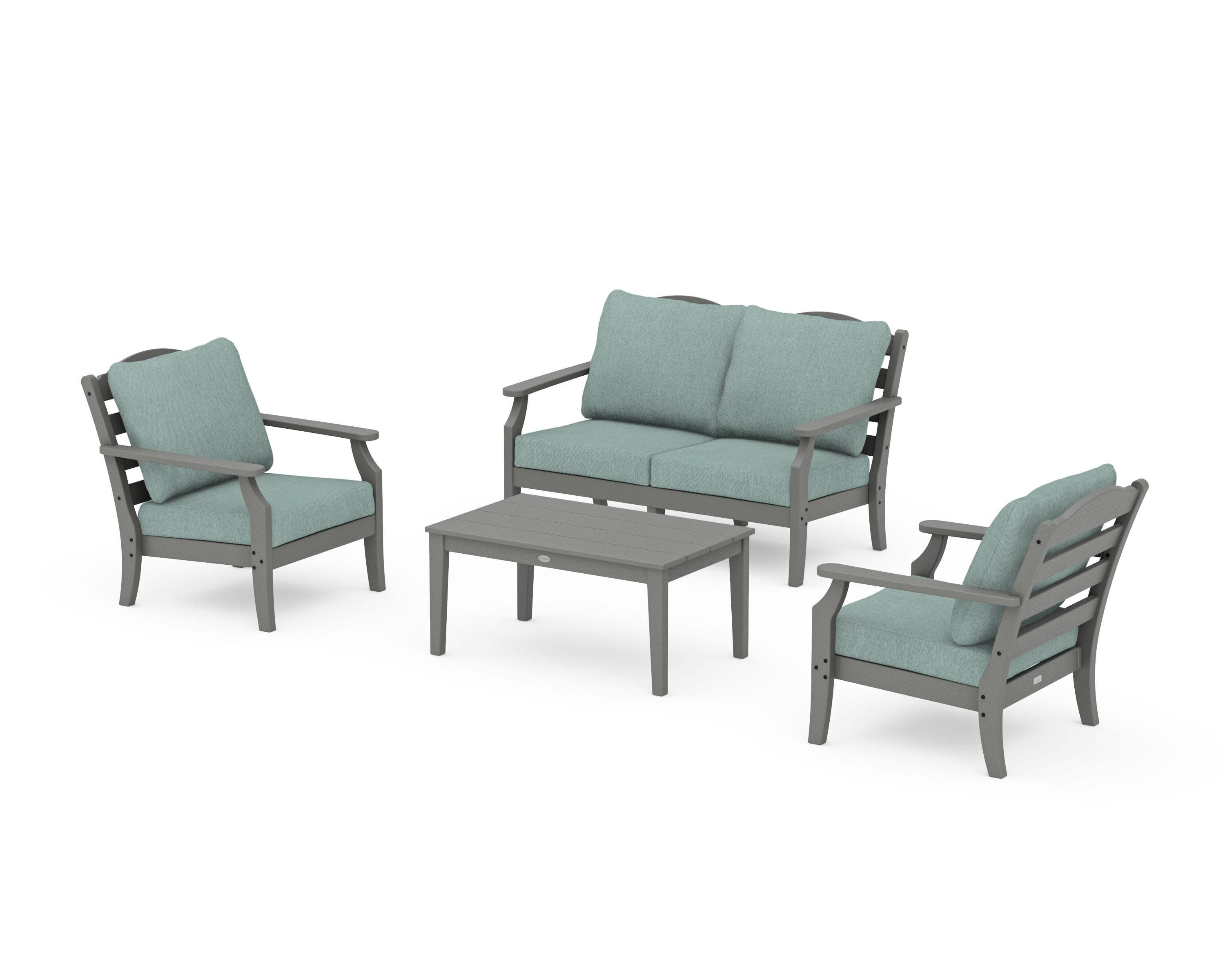 Savannah 4-Piece Deep Seating Set with Loveseat in Slate Grey / Glacier Spa