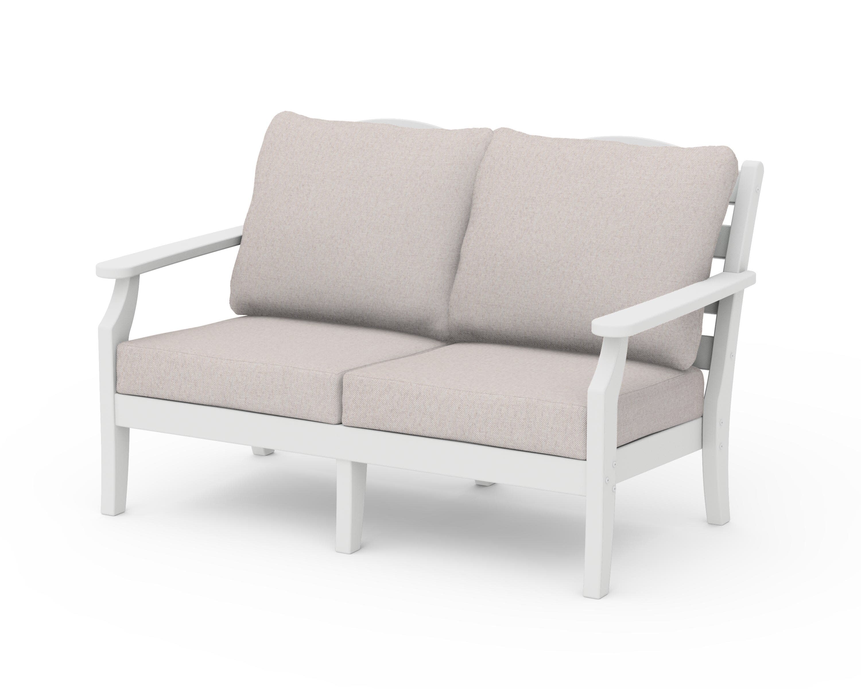 Savannah Deep Seating Loveseat in White / Dune Burlap