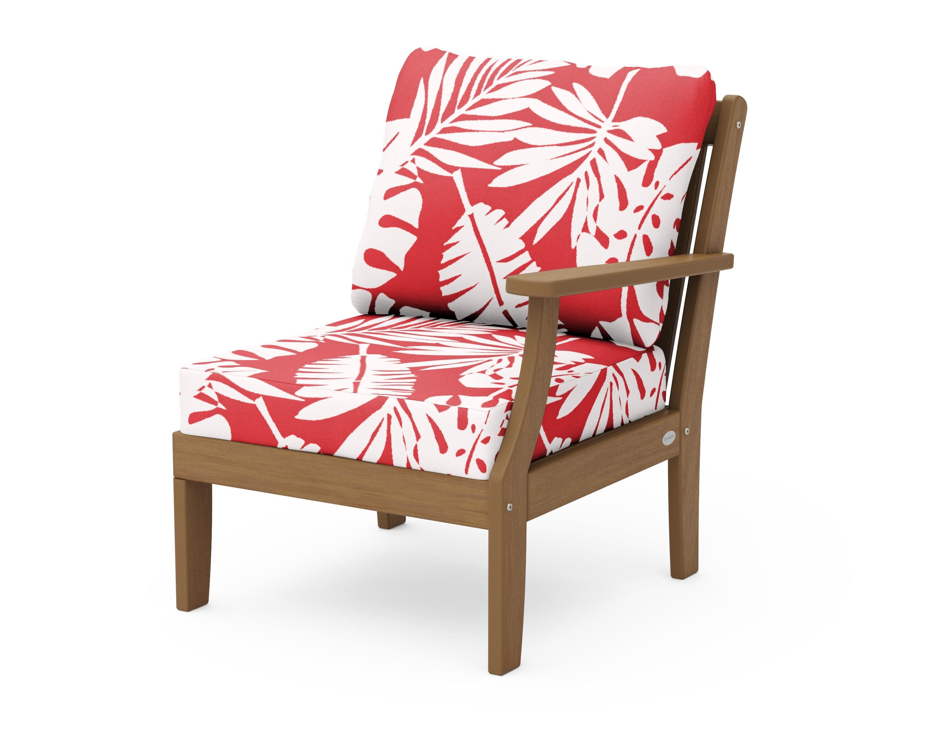 Braxton Modular Right Arm Chair in Natural / Leaf Crimson