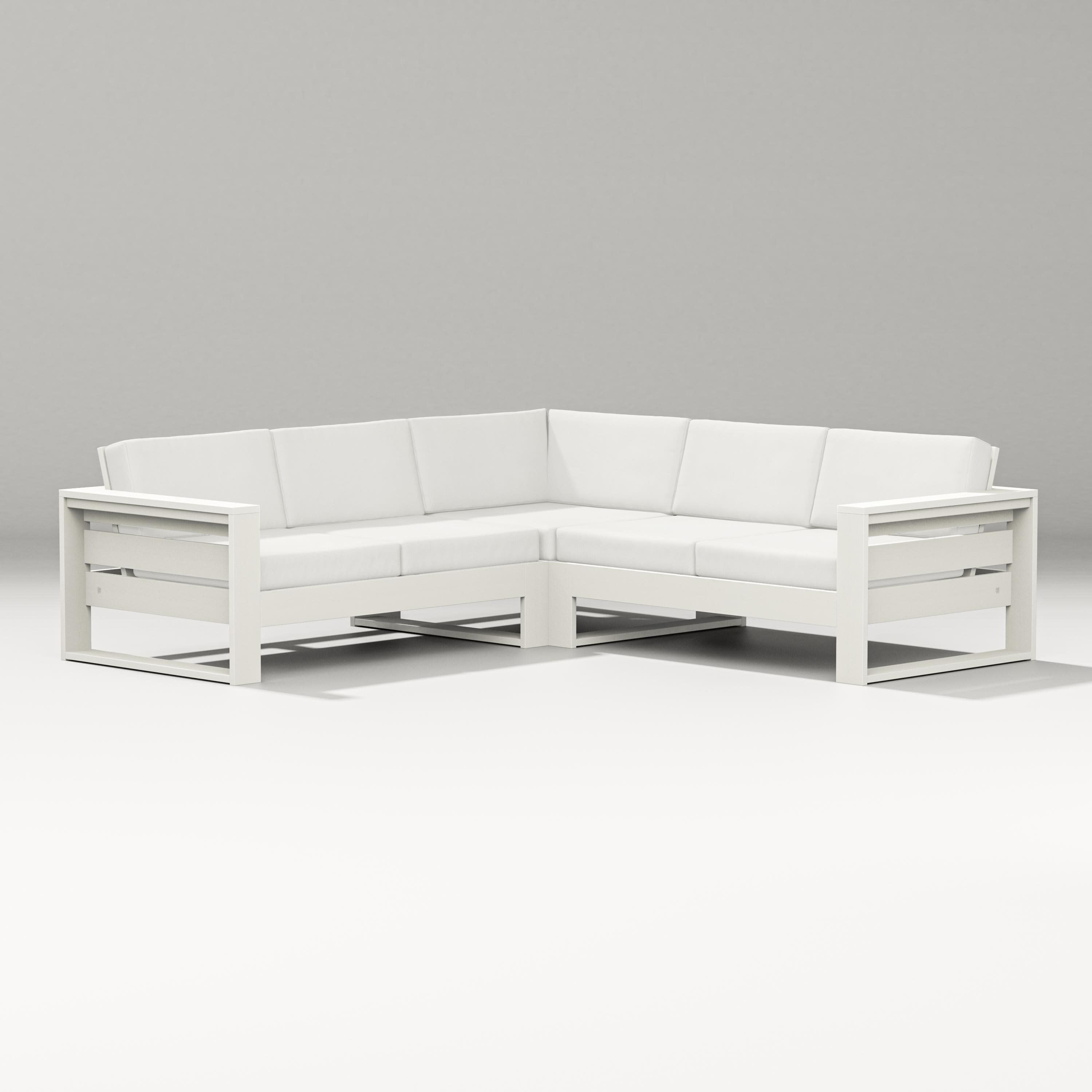 Latitude Corner Sectional in Vintage White / Natural Linen