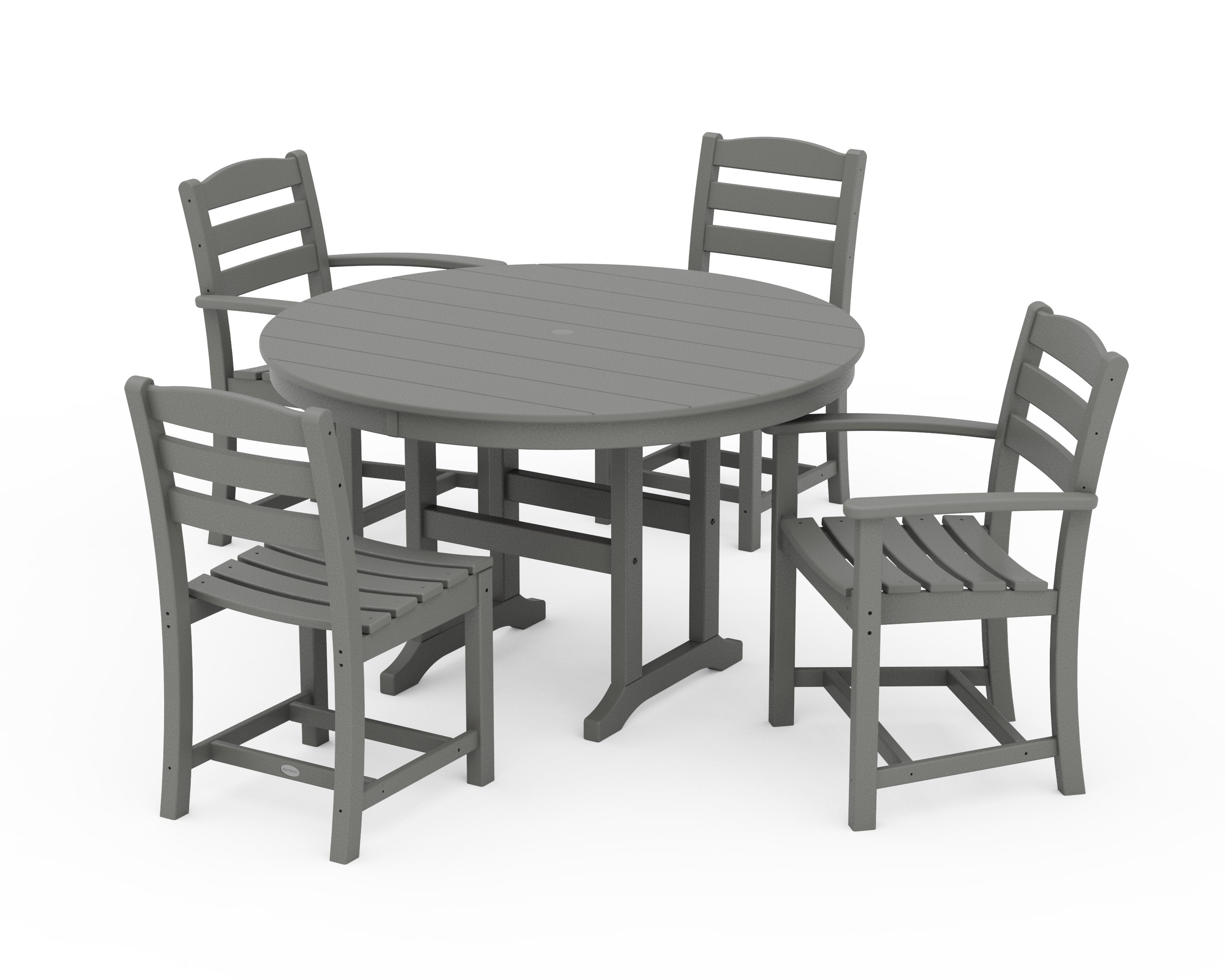La Casa Caf 5-Piece Round Farmhouse Dining Set in Slate Grey