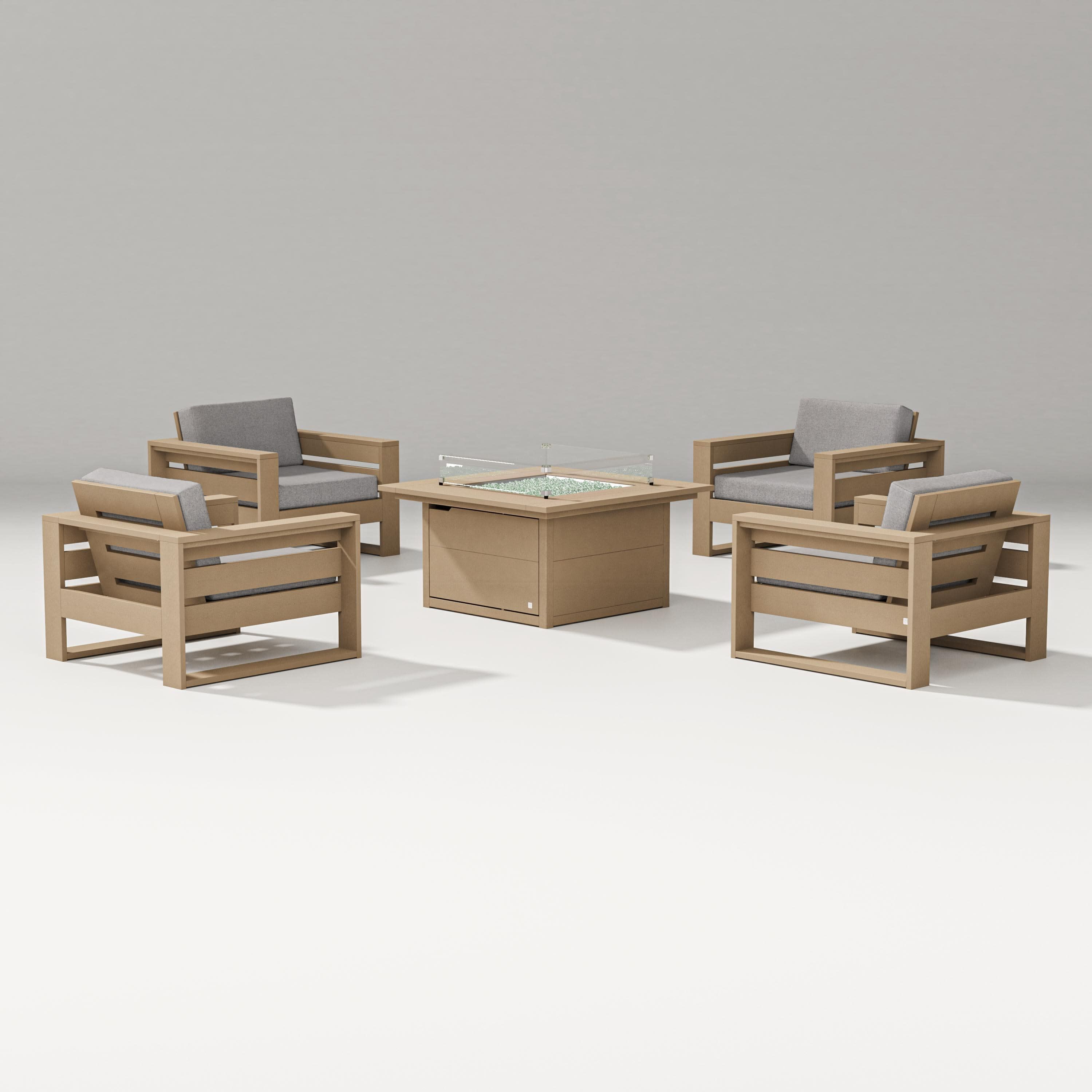 Latitude 5-Piece Lounge Fire Table Set in Vintage Sahara / Grey Mist