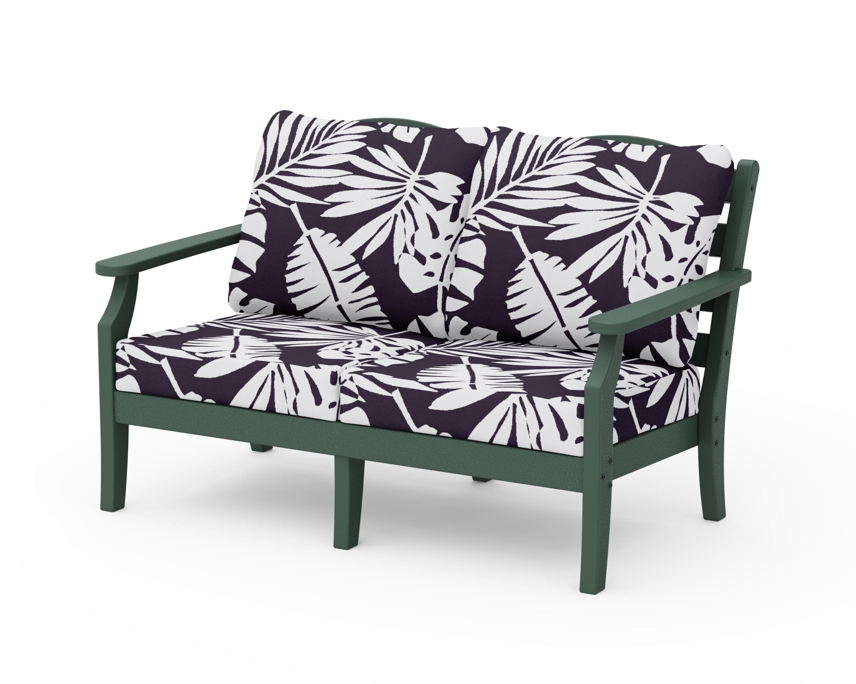 Savannah Deep Seating Loveseat in Green / Leaf Navy