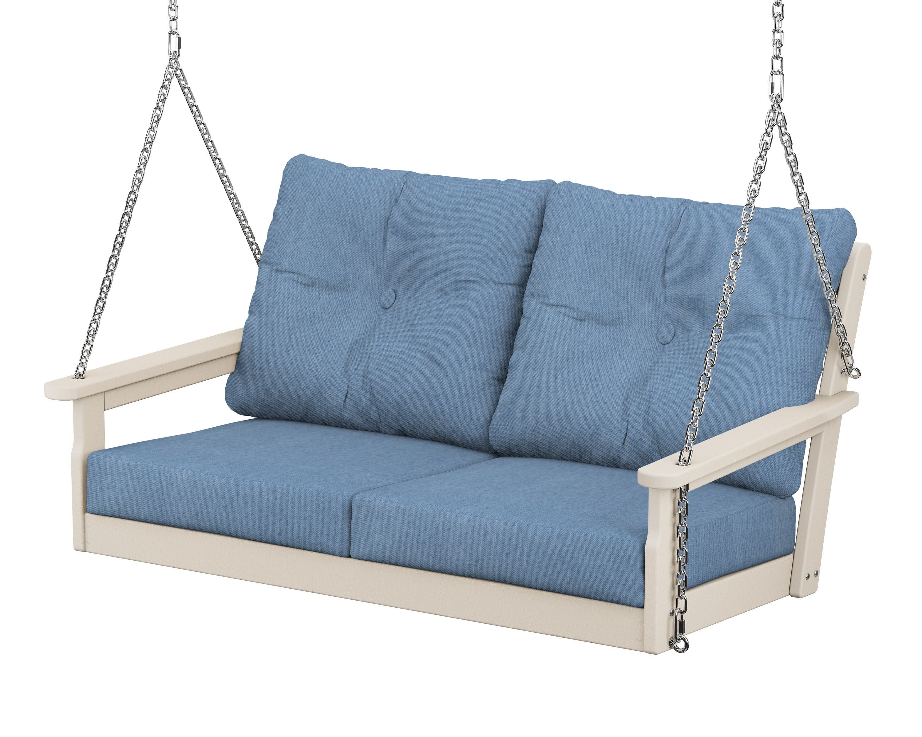Vineyard Deep Seating Swing in Sand / Sky Blue
