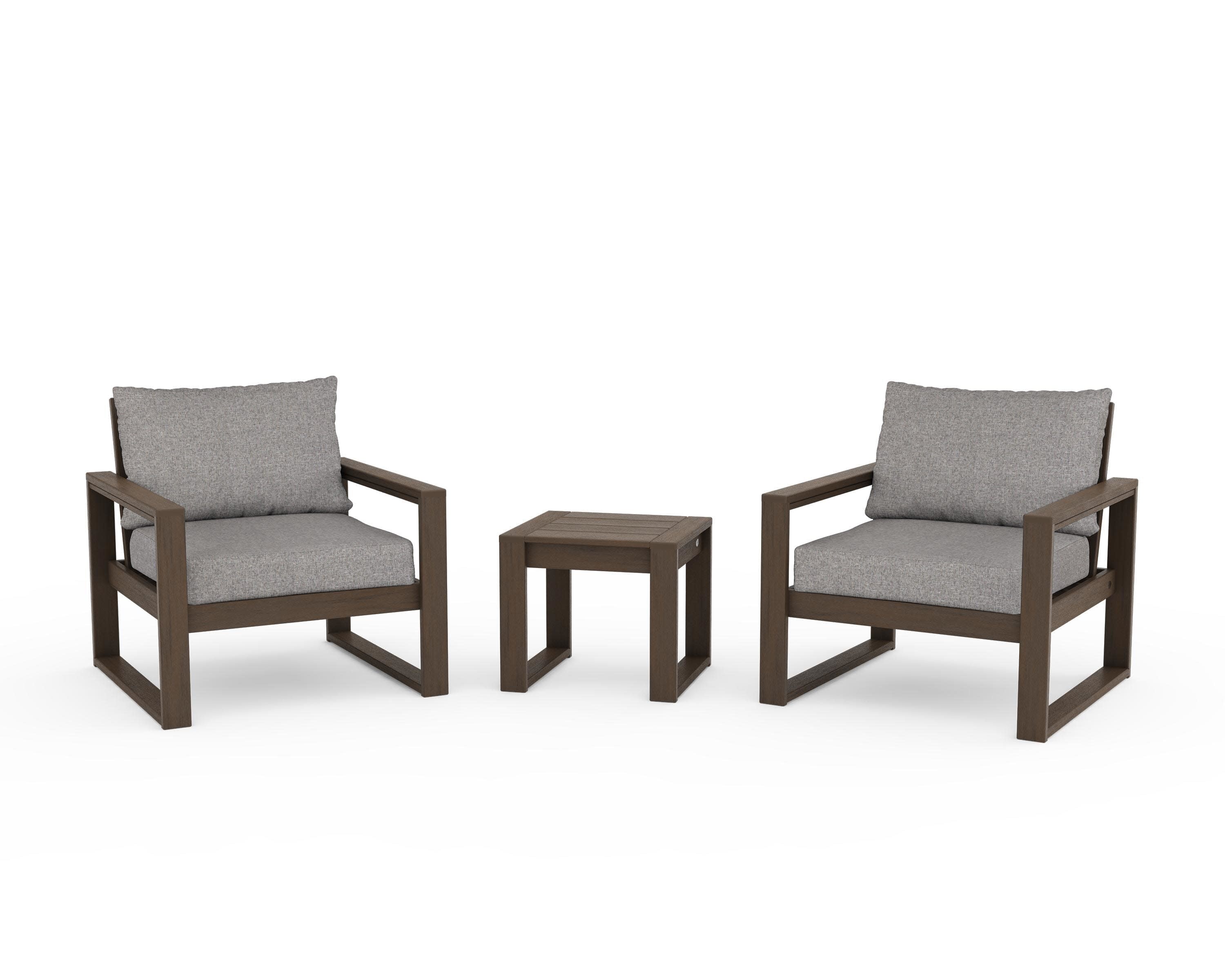 EDGE Sectional 3-Piece Deep Seating Set in Kona / Grey Mist