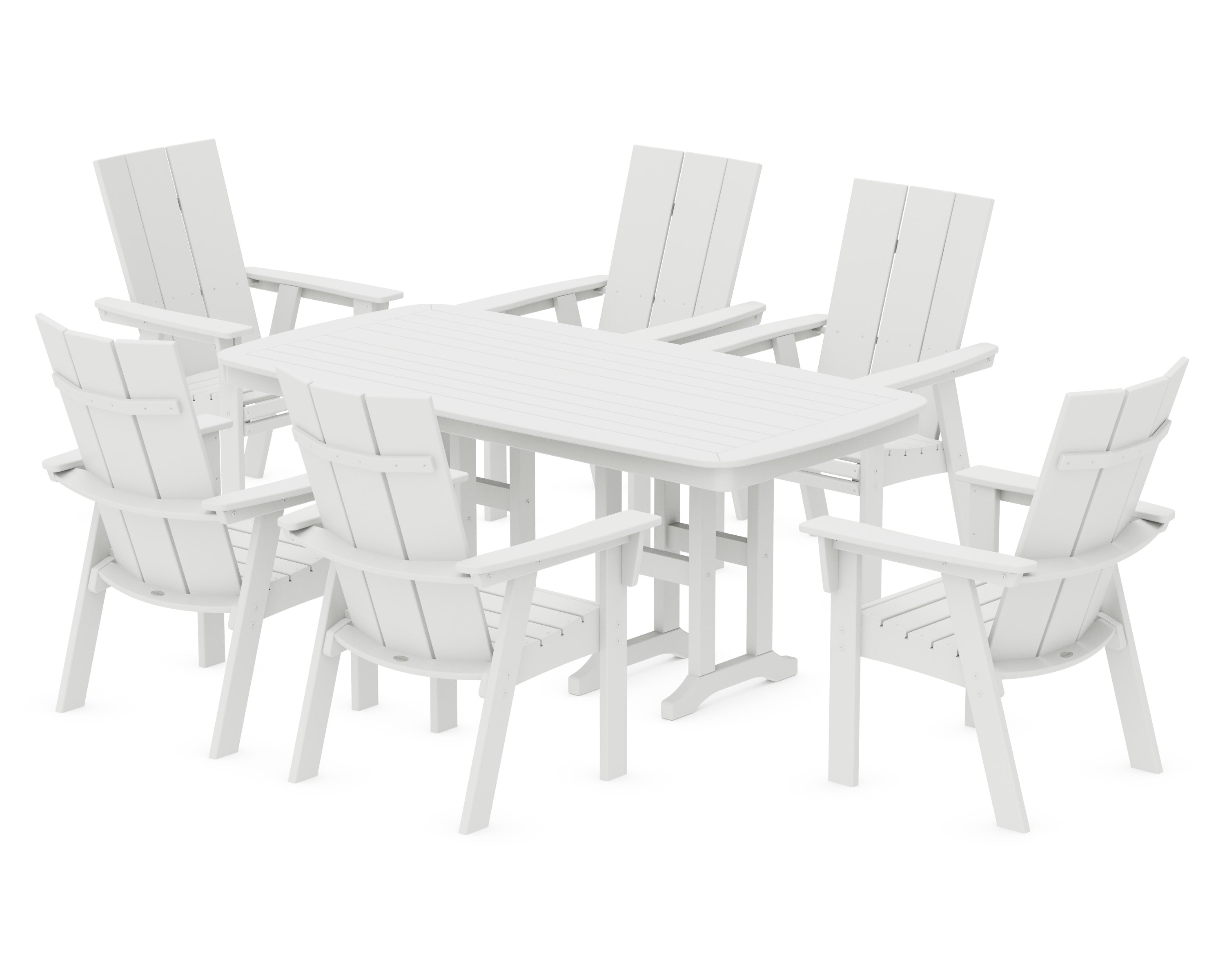 Modern Curveback Adirondack 7-Piece Dining Set in White