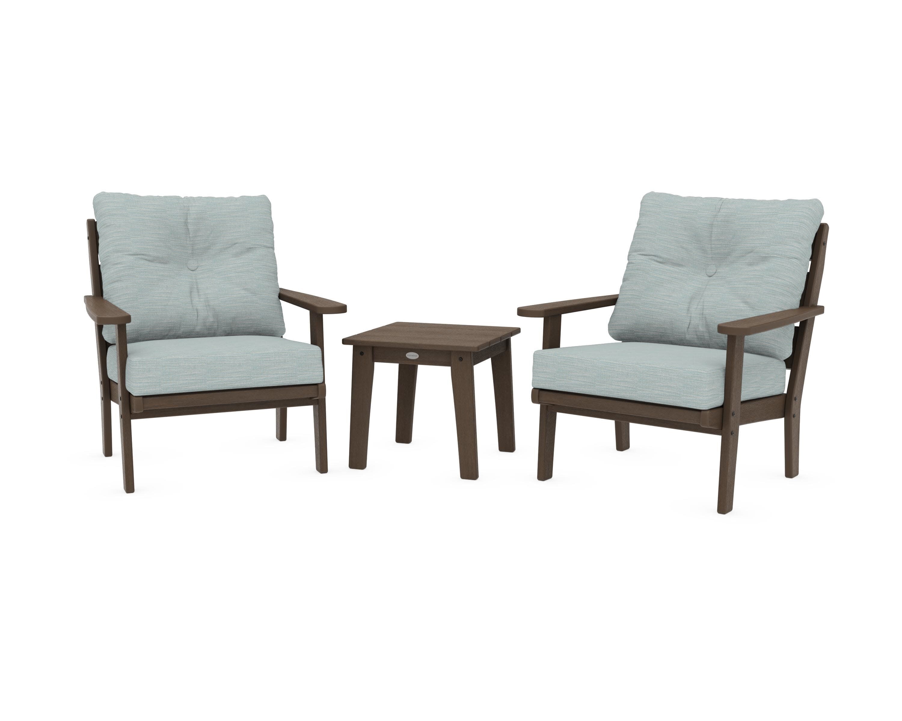 Lakeside 3-Piece Deep Seating Chair Set in Kona / Soothe Mist