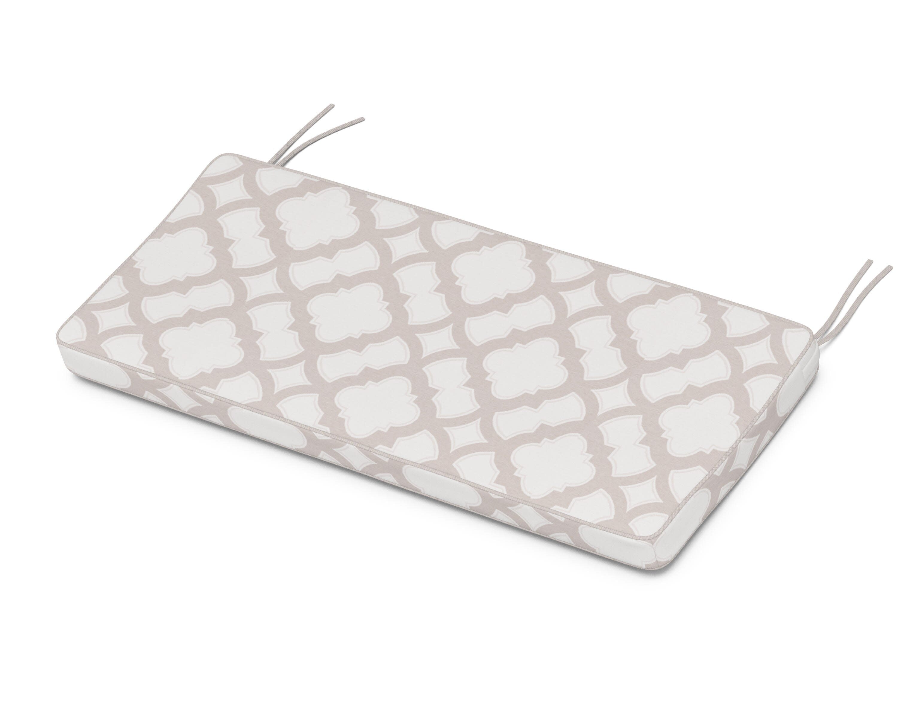 Chinoiserie Bench Seat Cushion in Trellis Dune Burlap