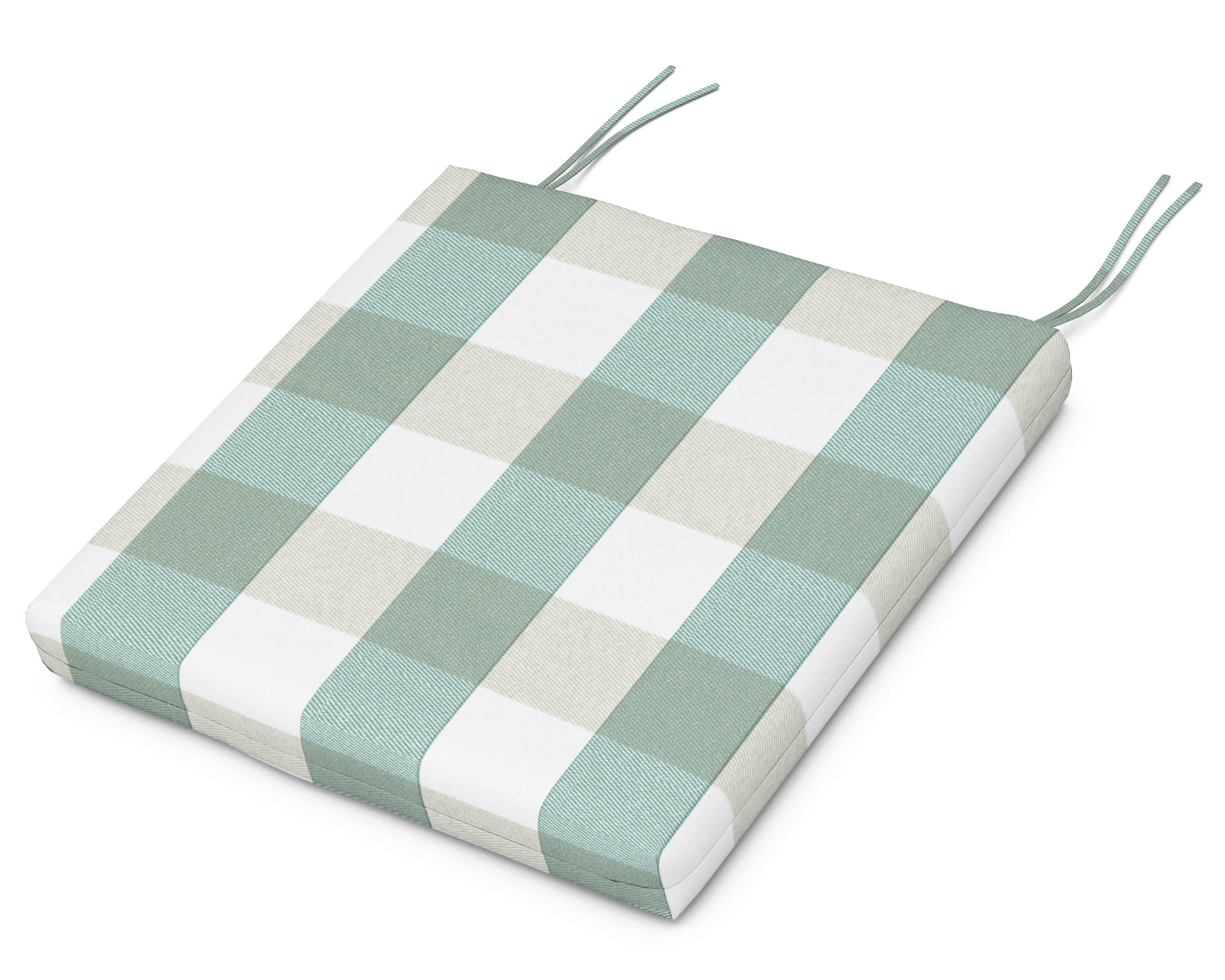 Prescott Standard Seat Cushion - 17.25"D x 18.25"W x 2.5"H in Buffalo Plaid Glacier Spa