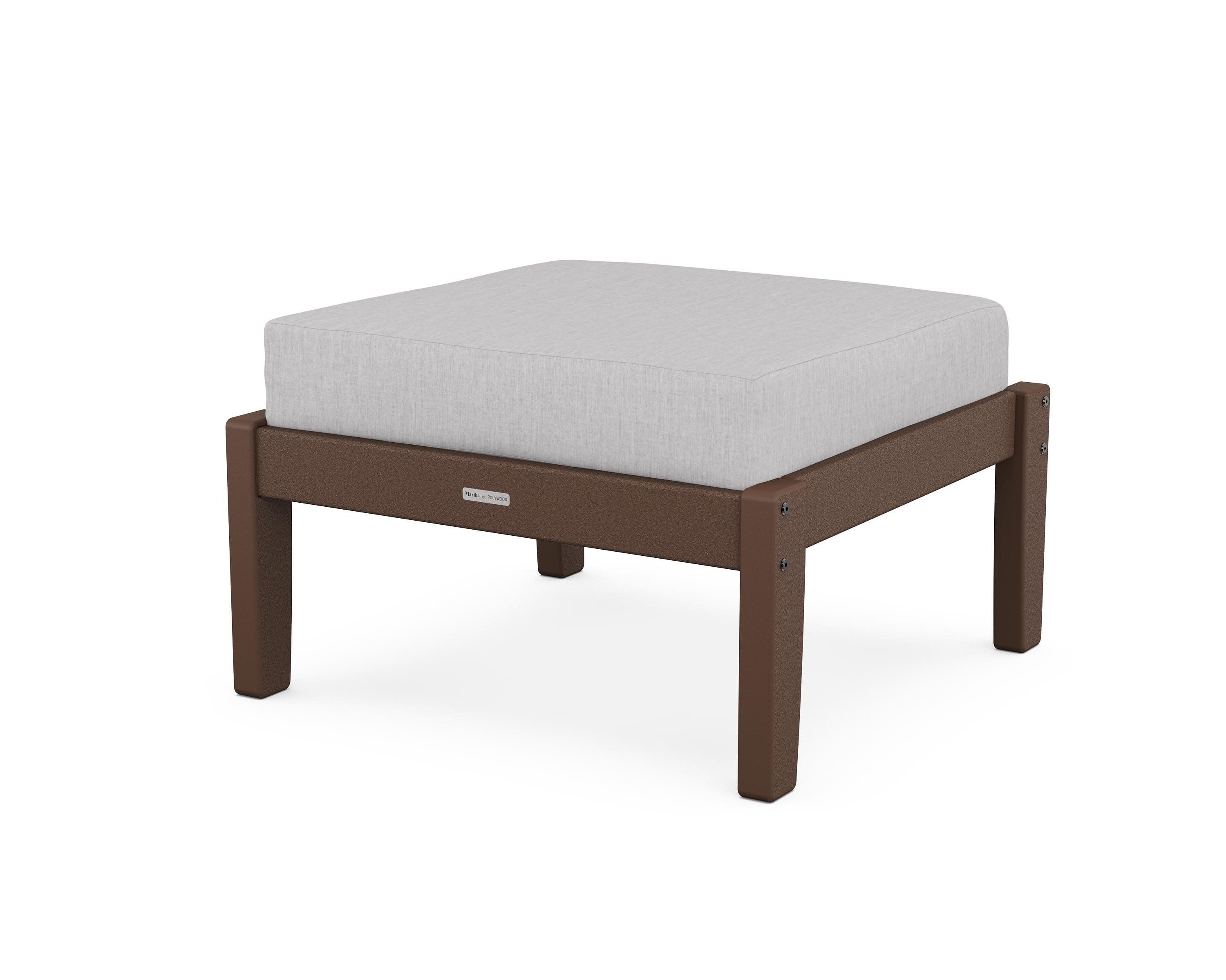 Chinoiserie Deep Seating Ottoman in Mahogany / Granite