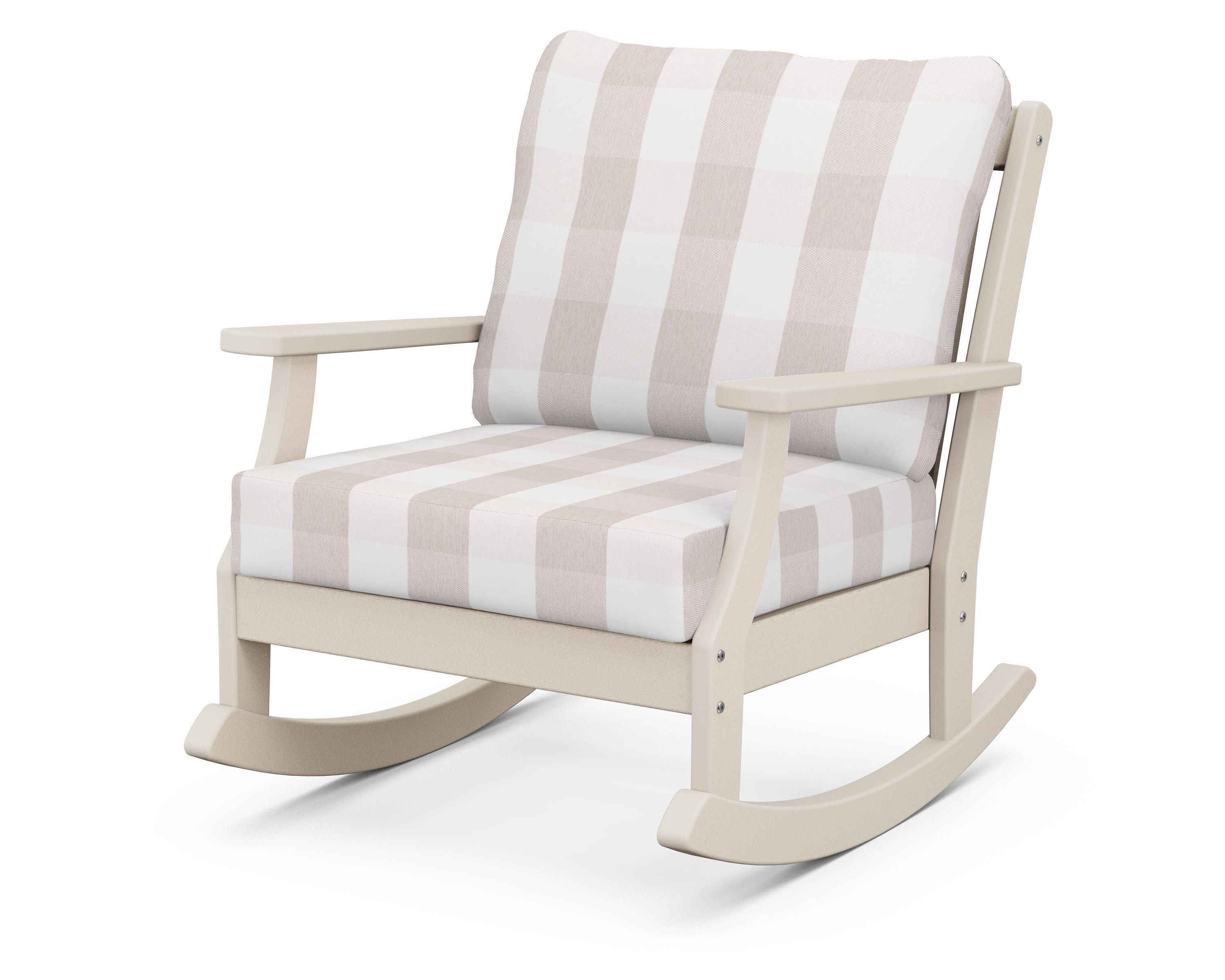 Braxton Deep Seating Rocking Chair in Sand / Buffalo Plaid Dune Burlap