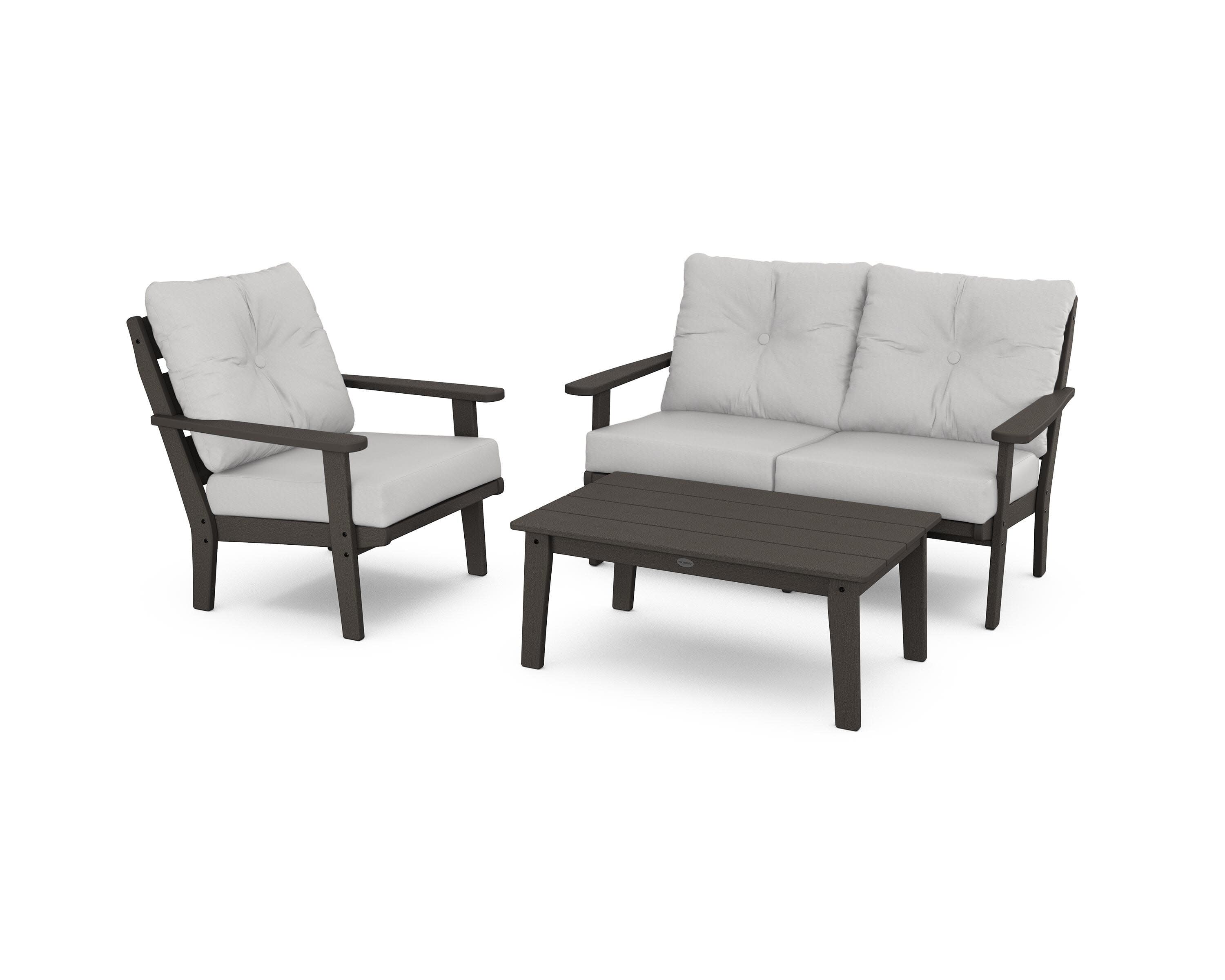 Lakeside 3-Piece Deep Seating Set in Vintage Coffee / Diamond in the Rough