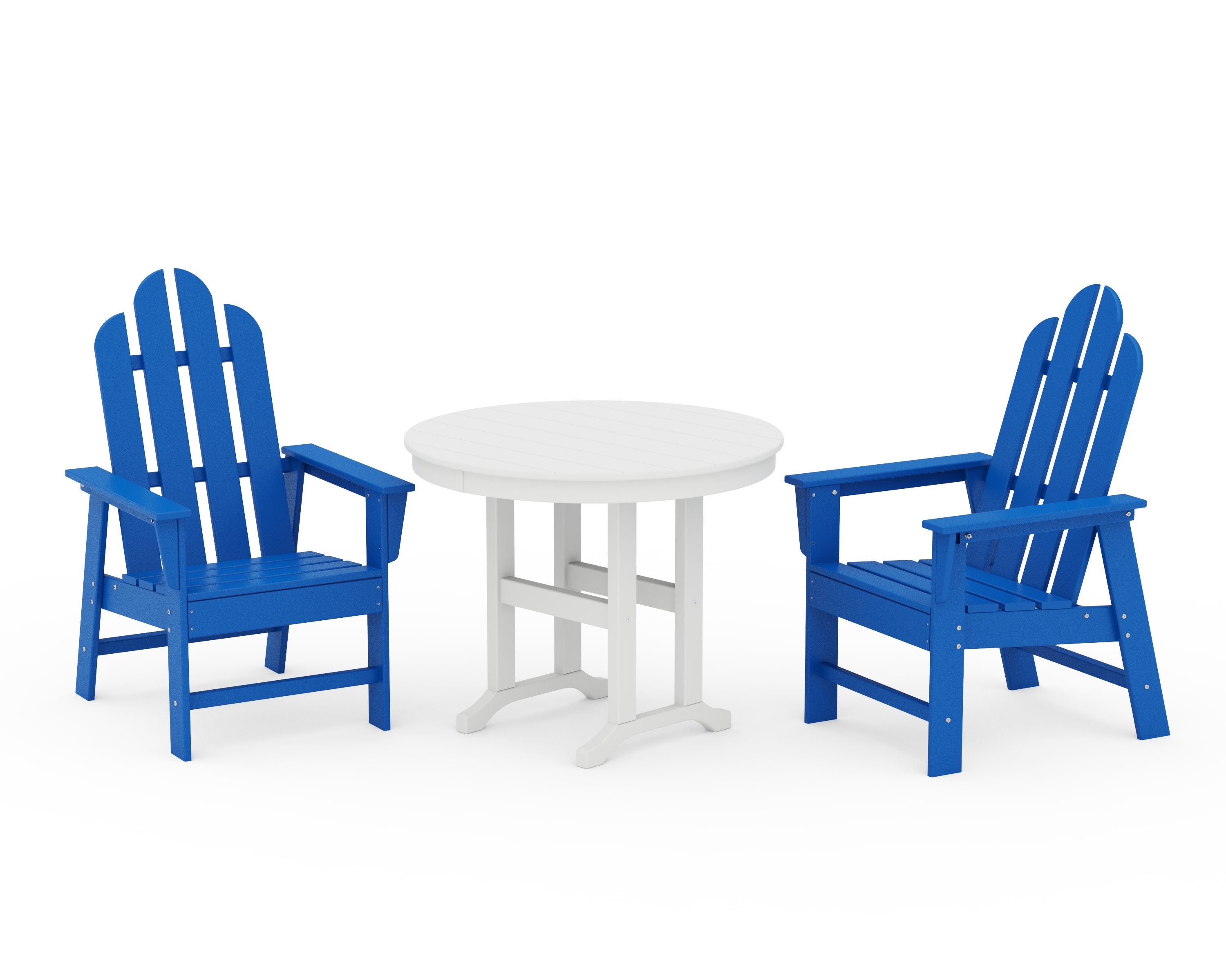 Long Island 3-Piece Round Dining Set in Pacific Blue / White