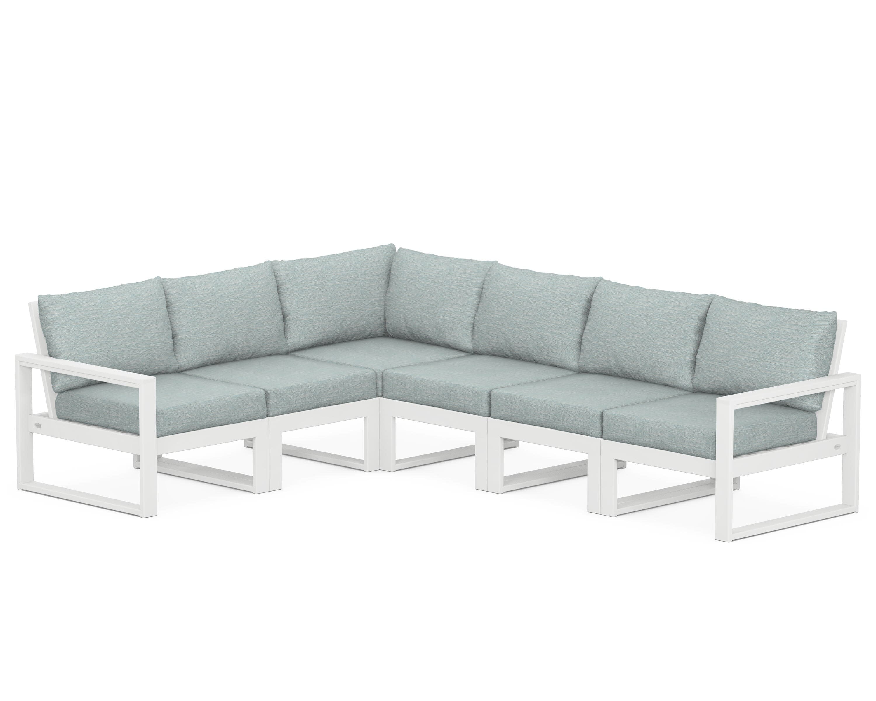 EDGE 6-Piece Modular Deep Seating Set in White / Soothe Mist