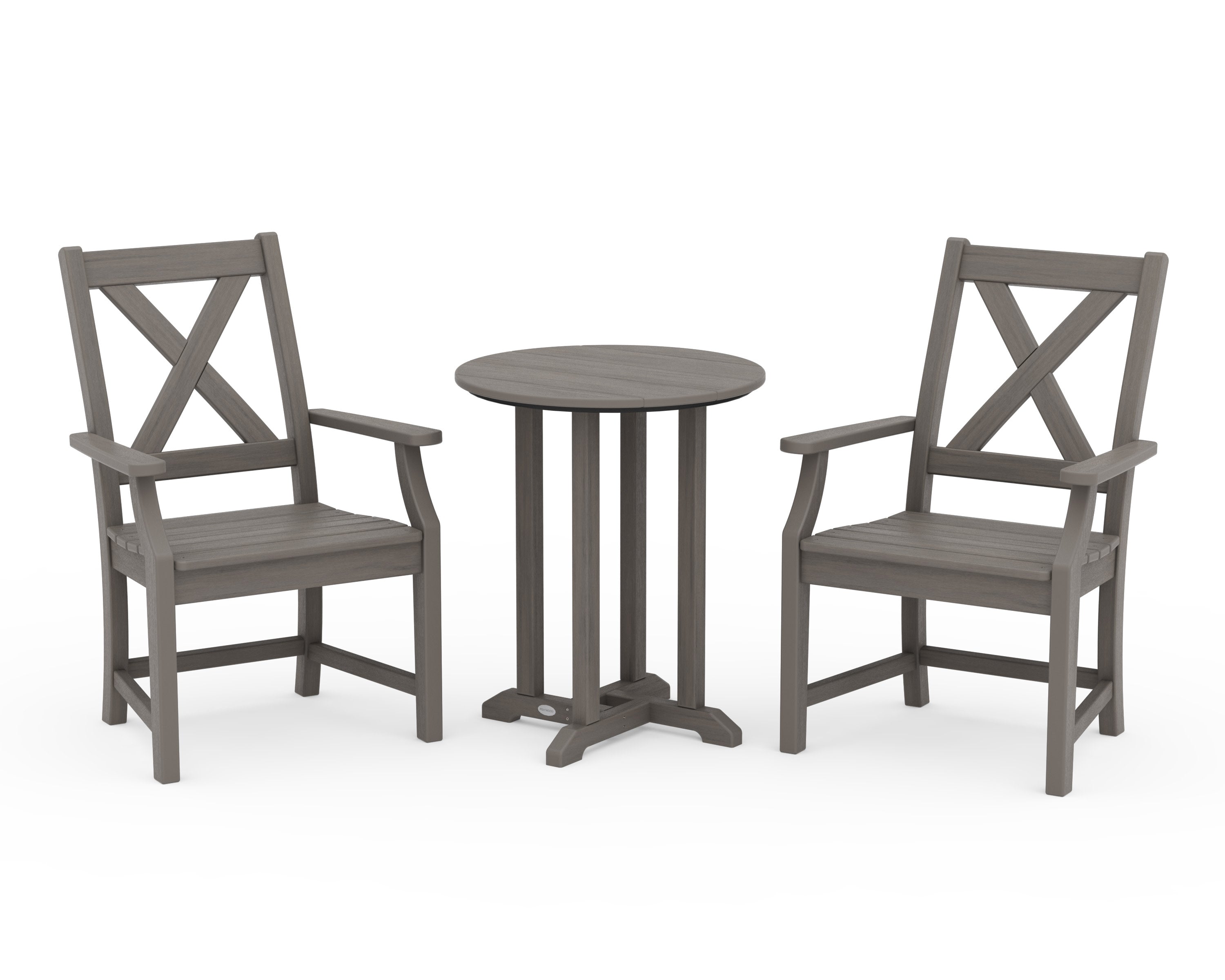 Braxton 3-Piece Round Bistro Dining Set in Driftwood