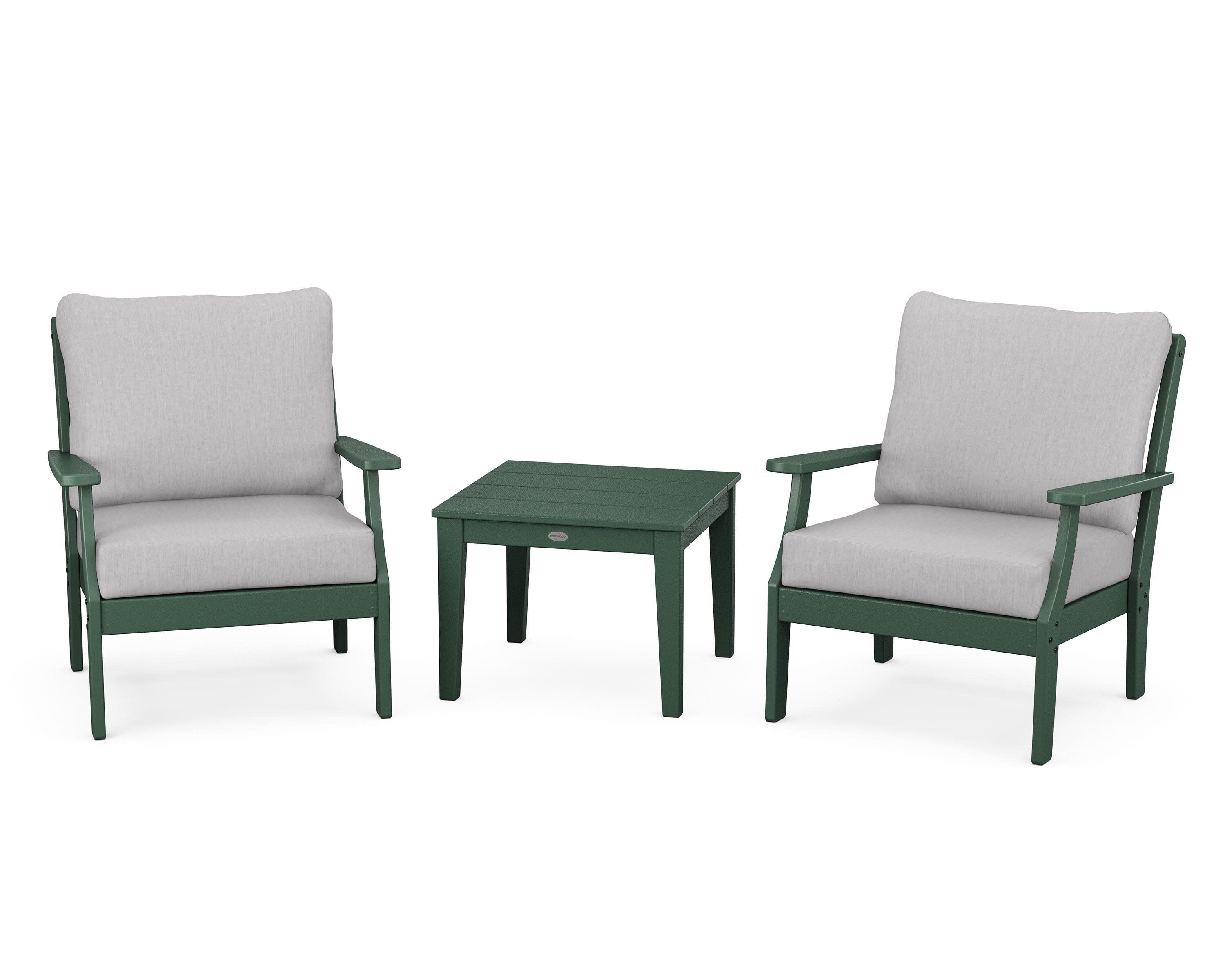 Braxton 3-Piece Deep Seating Set in Green / Granite