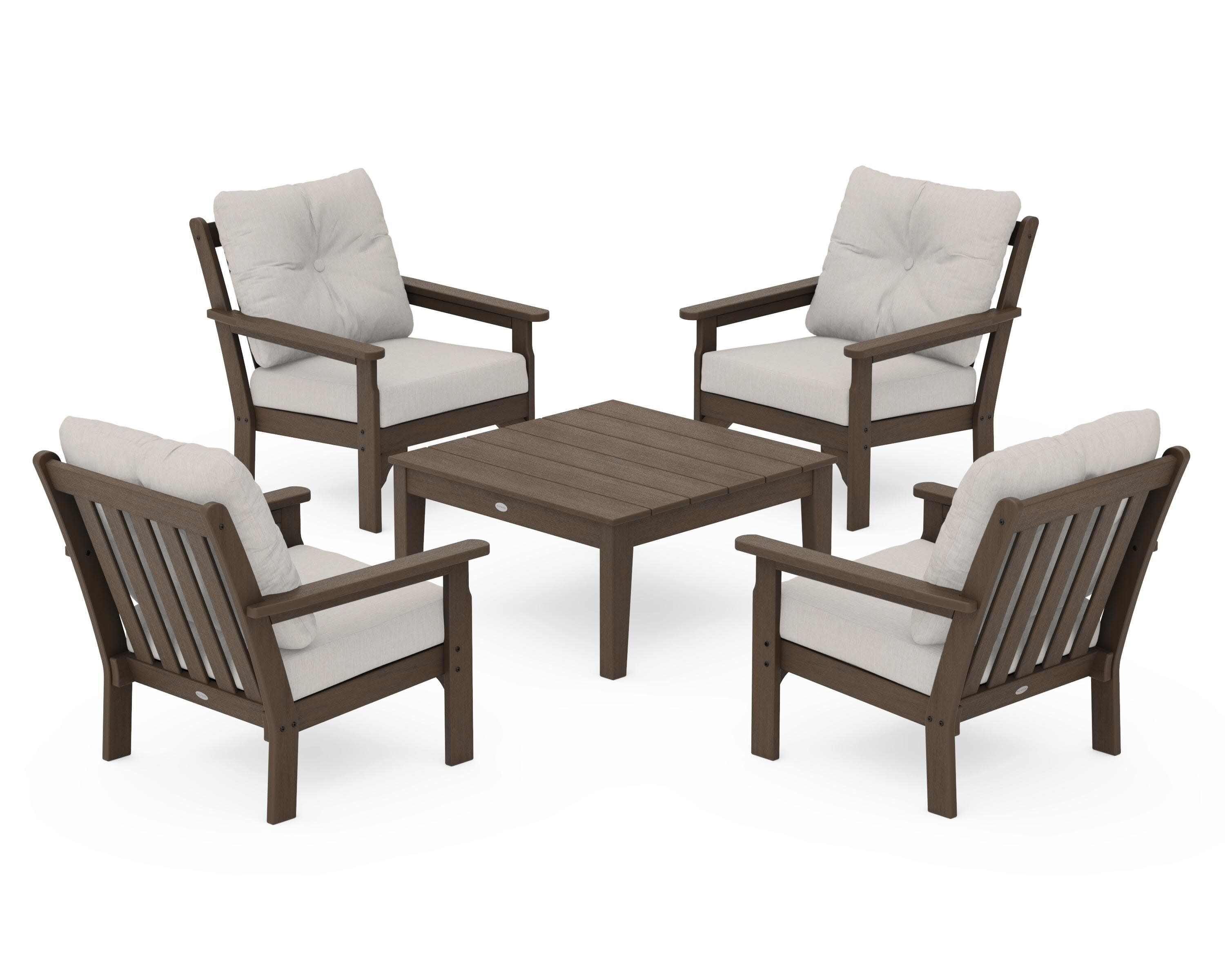 Vineyard 5-Piece Deep Seating Conversation Set in Kona / Cast Ash