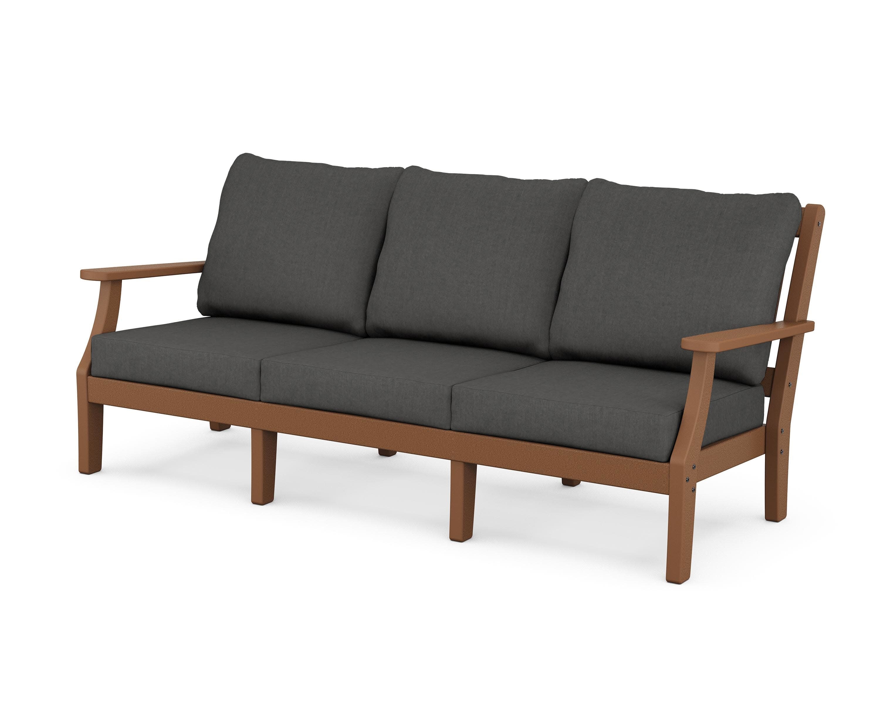 Chinoiserie Deep Seating Sofa in Teak / Spectrum Carbon