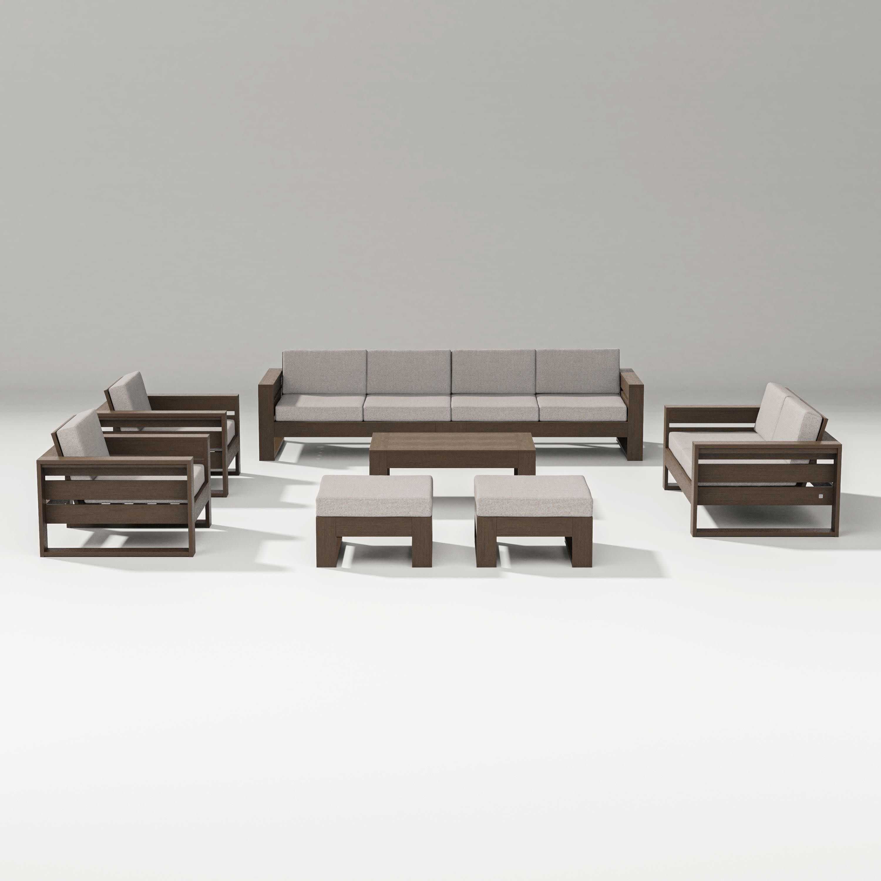 Latitude 8-Piece Lounge Sofa Set in Kona / Weathered Tweed