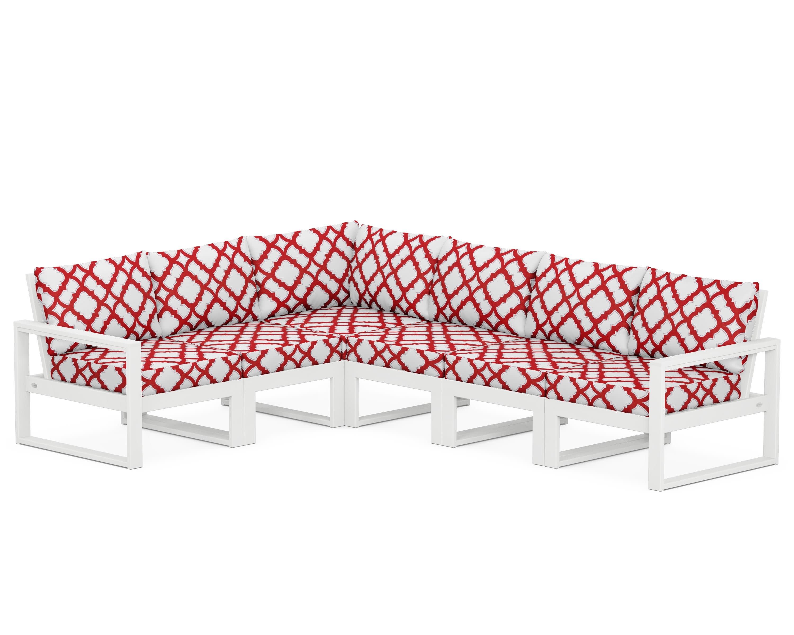 EDGE 6-Piece Modular Deep Seating Set in White / Trellis Crimson