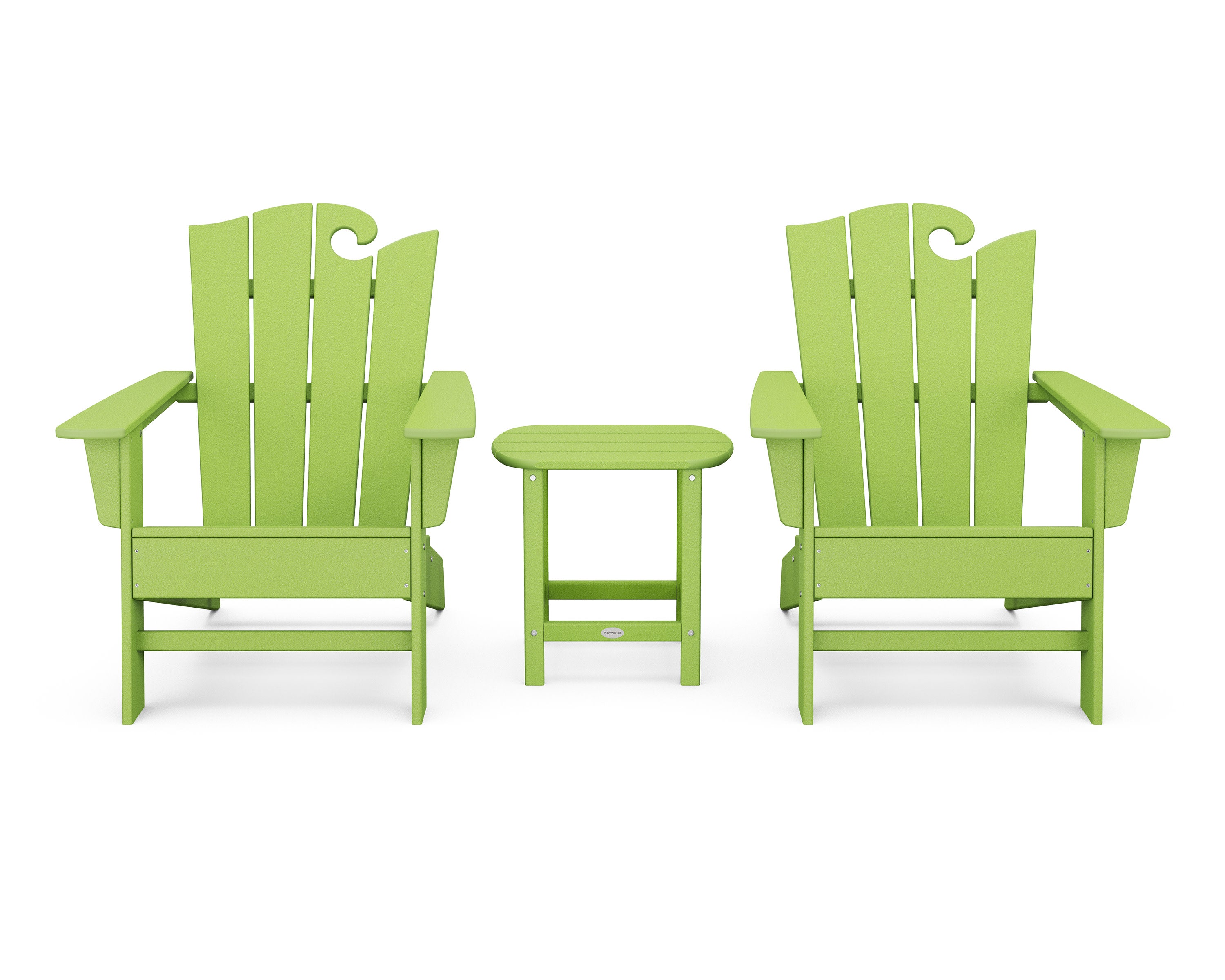 Wave 3-Piece Adirondack Set with The Ocean Chair in Lime