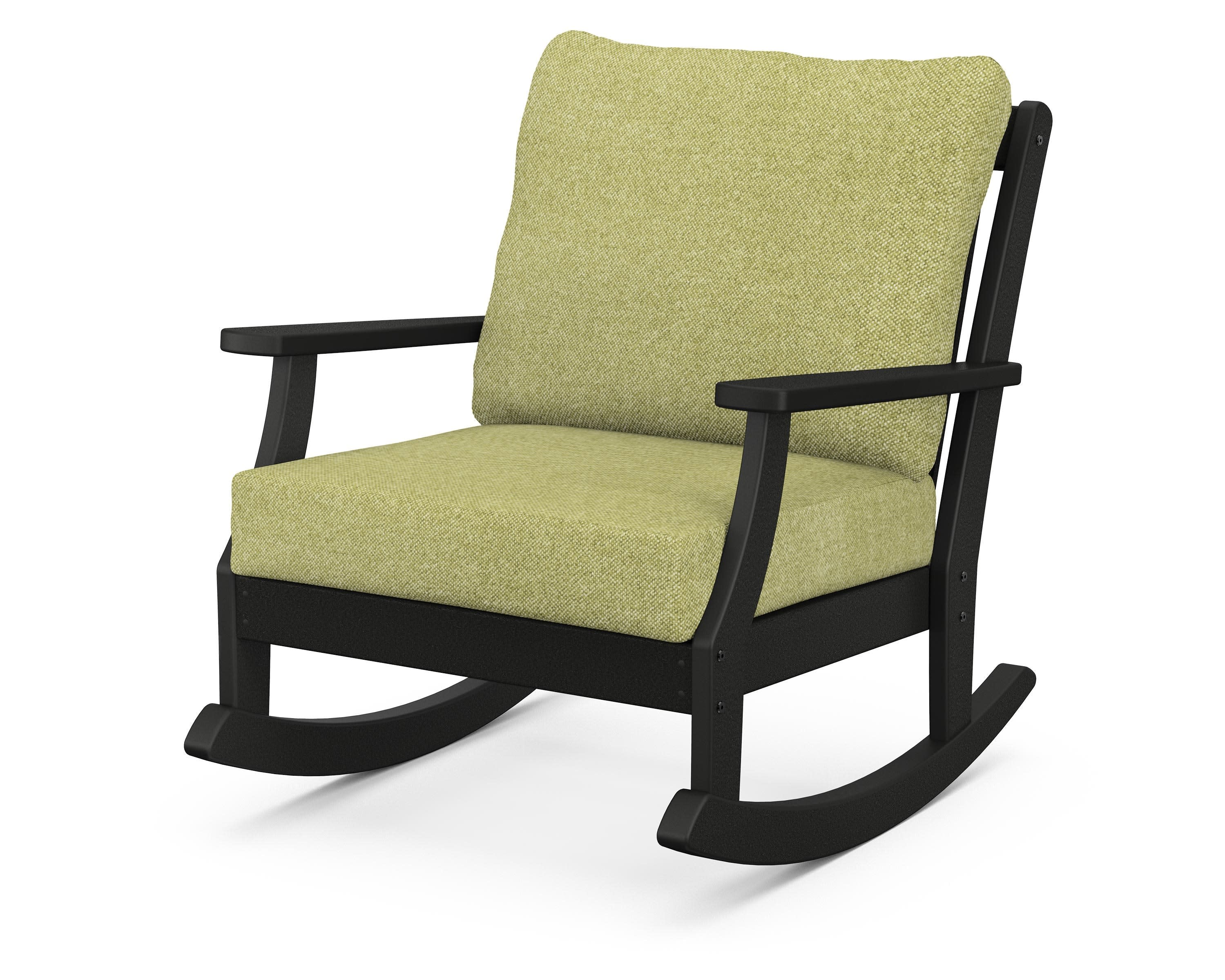 Braxton Deep Seating Rocking Chair in Black / Chartreuse Boucle