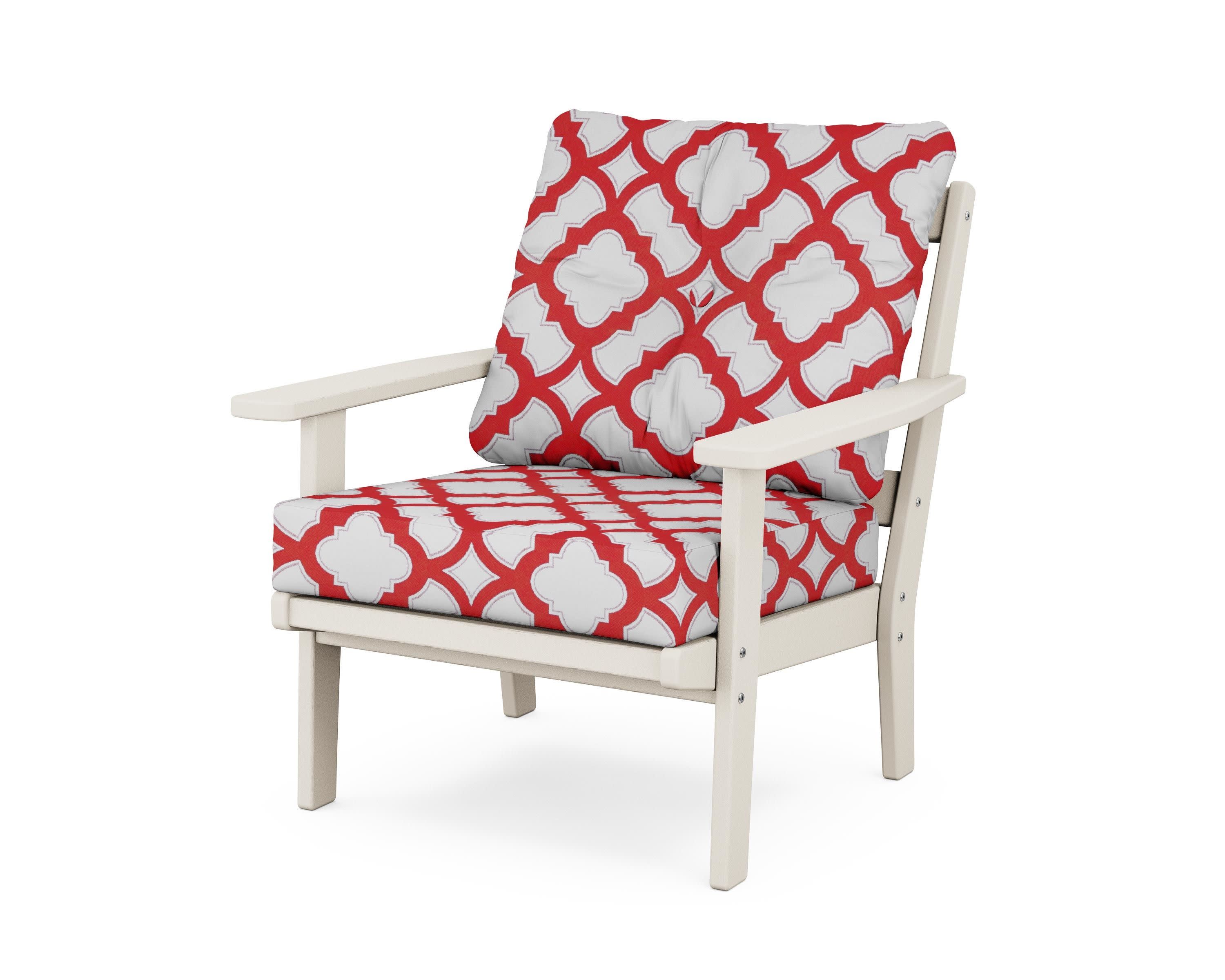 Oxford Deep Seating Chair in Sand / Trellis Crimson