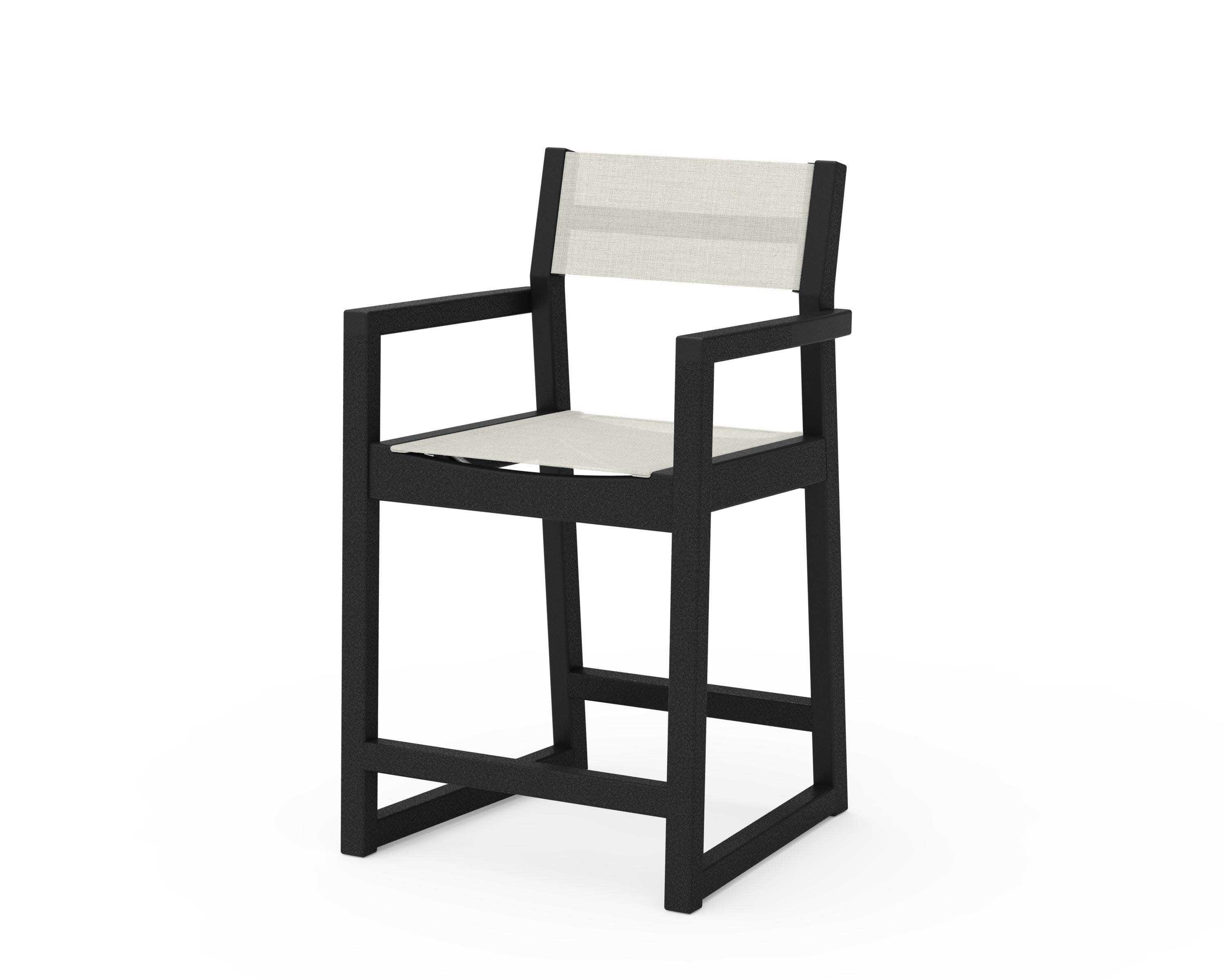 EDGE Sling Counter Arm Chair in Black / Parchment Sling