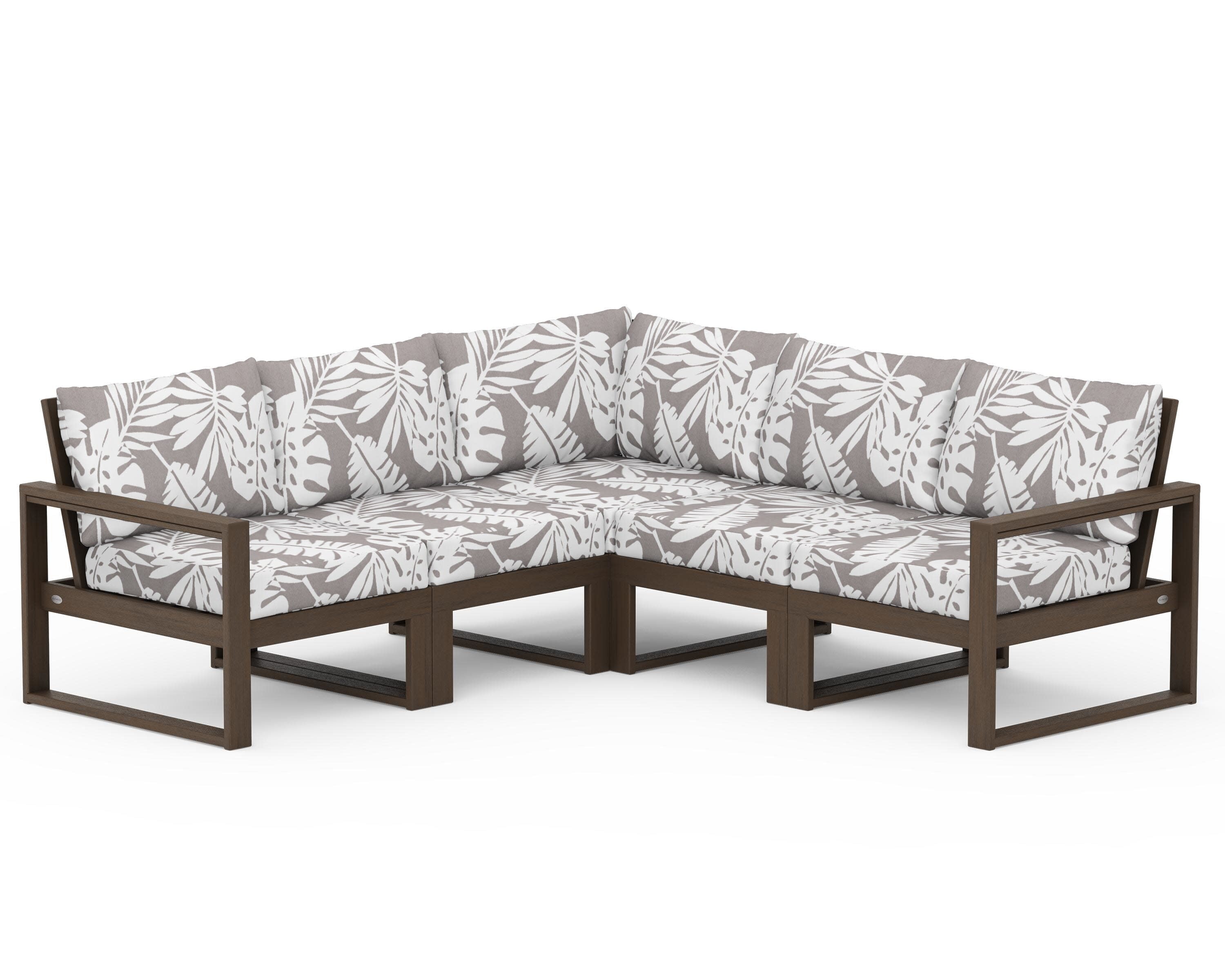 EDGE 5-Piece Modular Deep Seating Set in Kona / Leaf Grey Mist