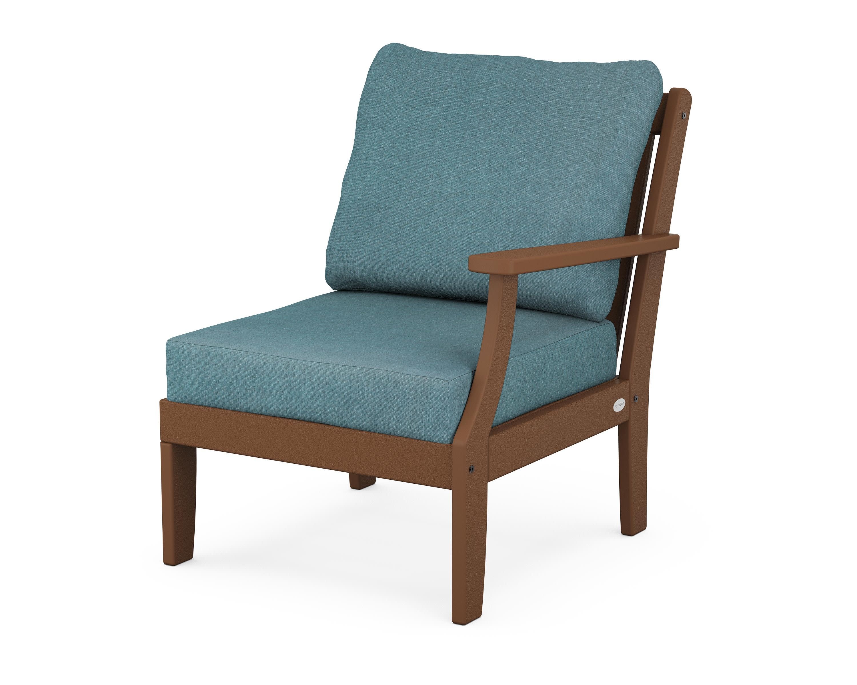 Braxton Modular Right Arm Chair in Teak / Ocean Teal
