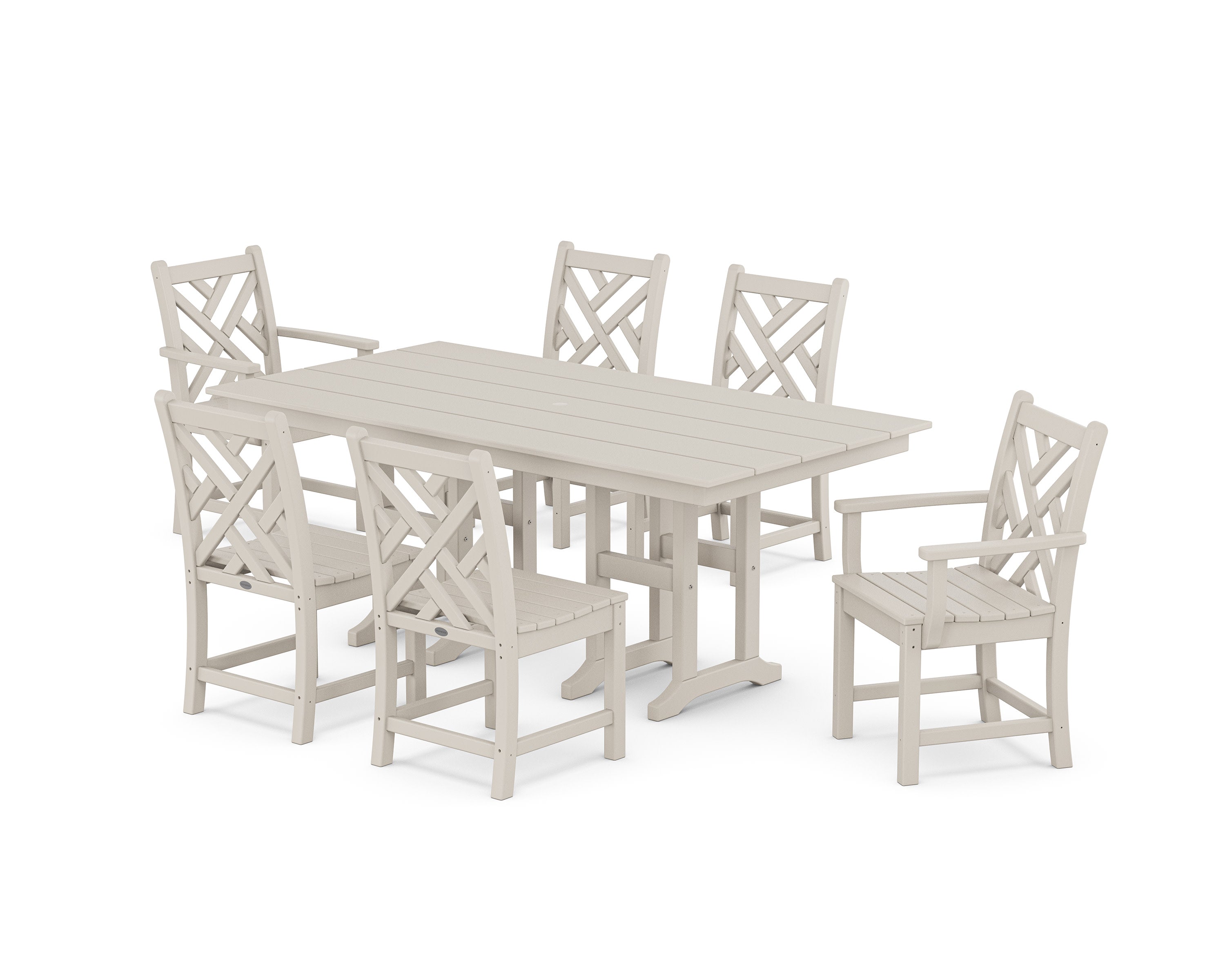 Chippendale 7-Piece Farmhouse Dining Set in Sand