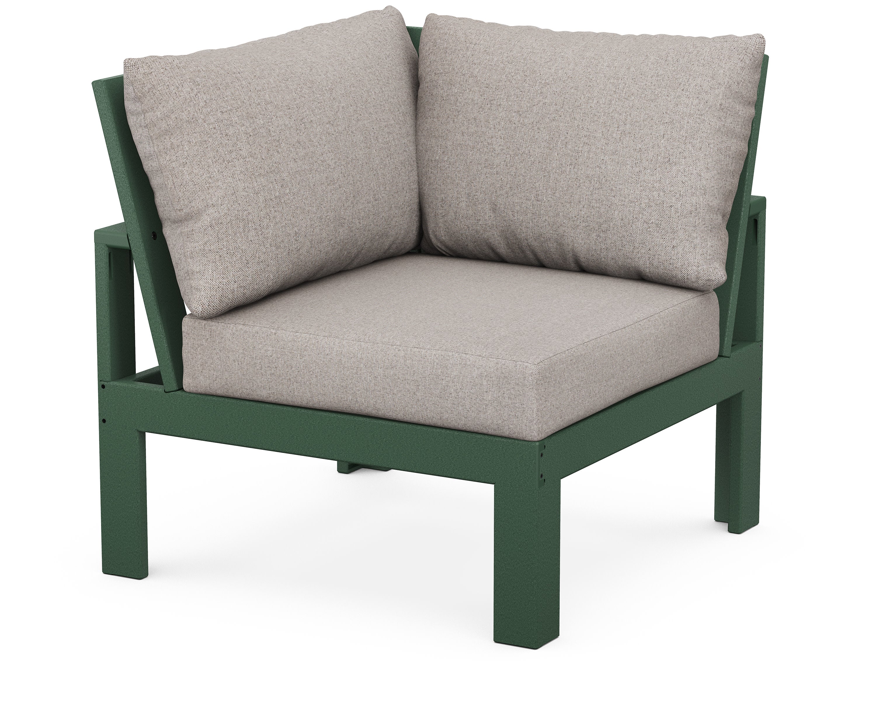 Modular Corner Chair in Green / Weathered Tweed