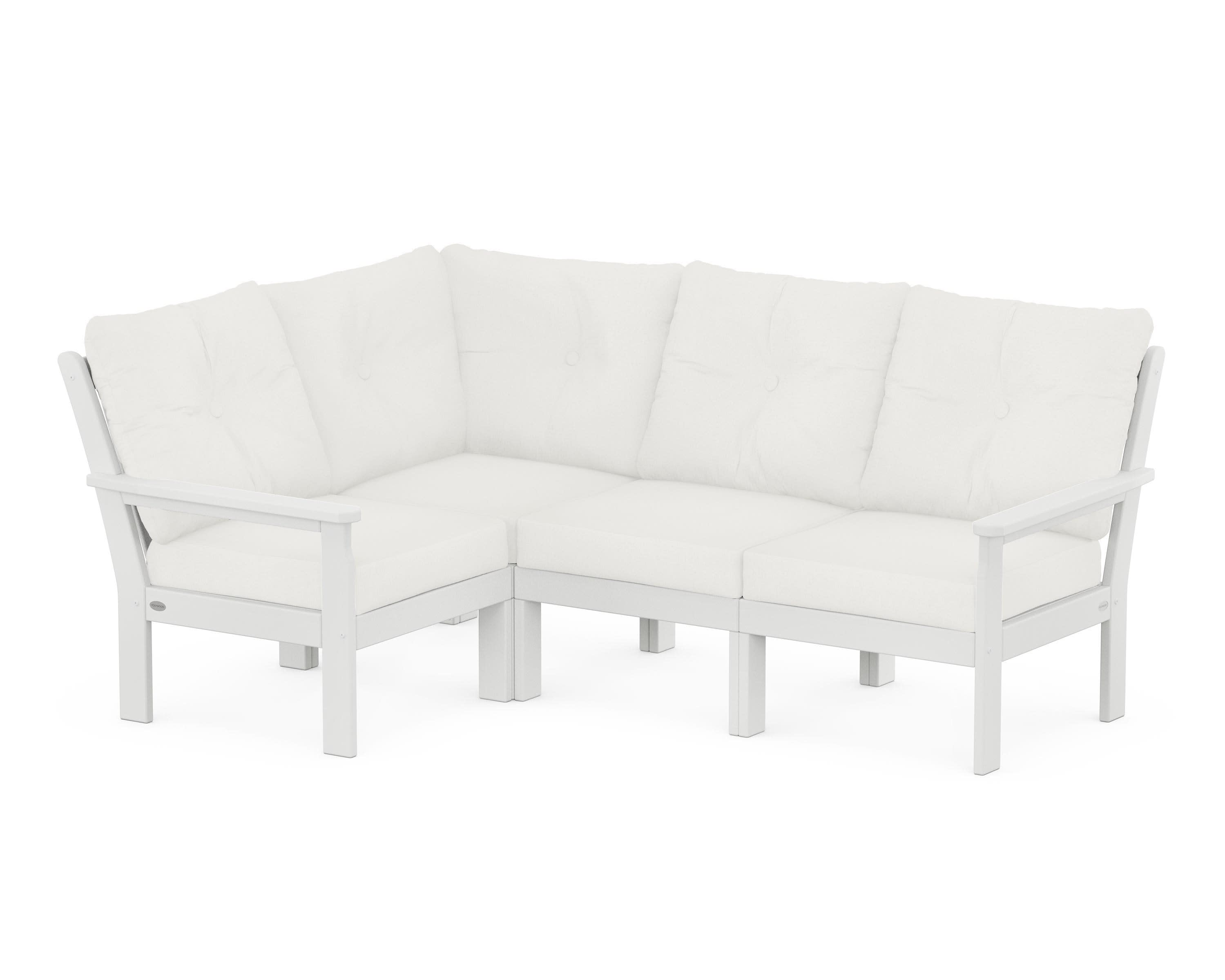 Vineyard 4-Piece Sectional in White / Natural Linen
