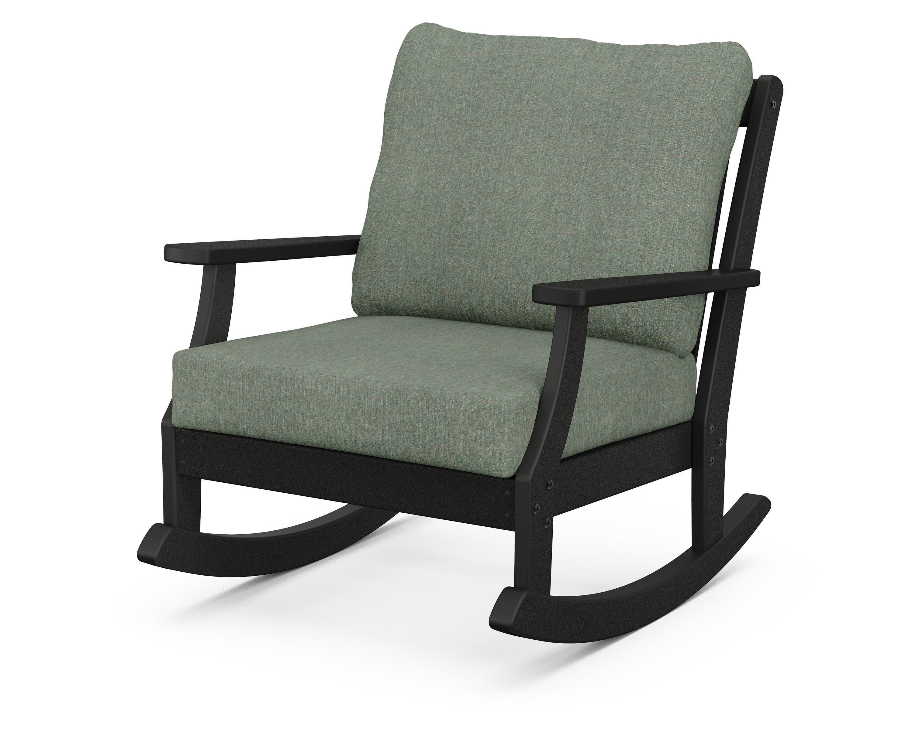 Braxton Deep Seating Rocking Chair in Black / Cast Sage