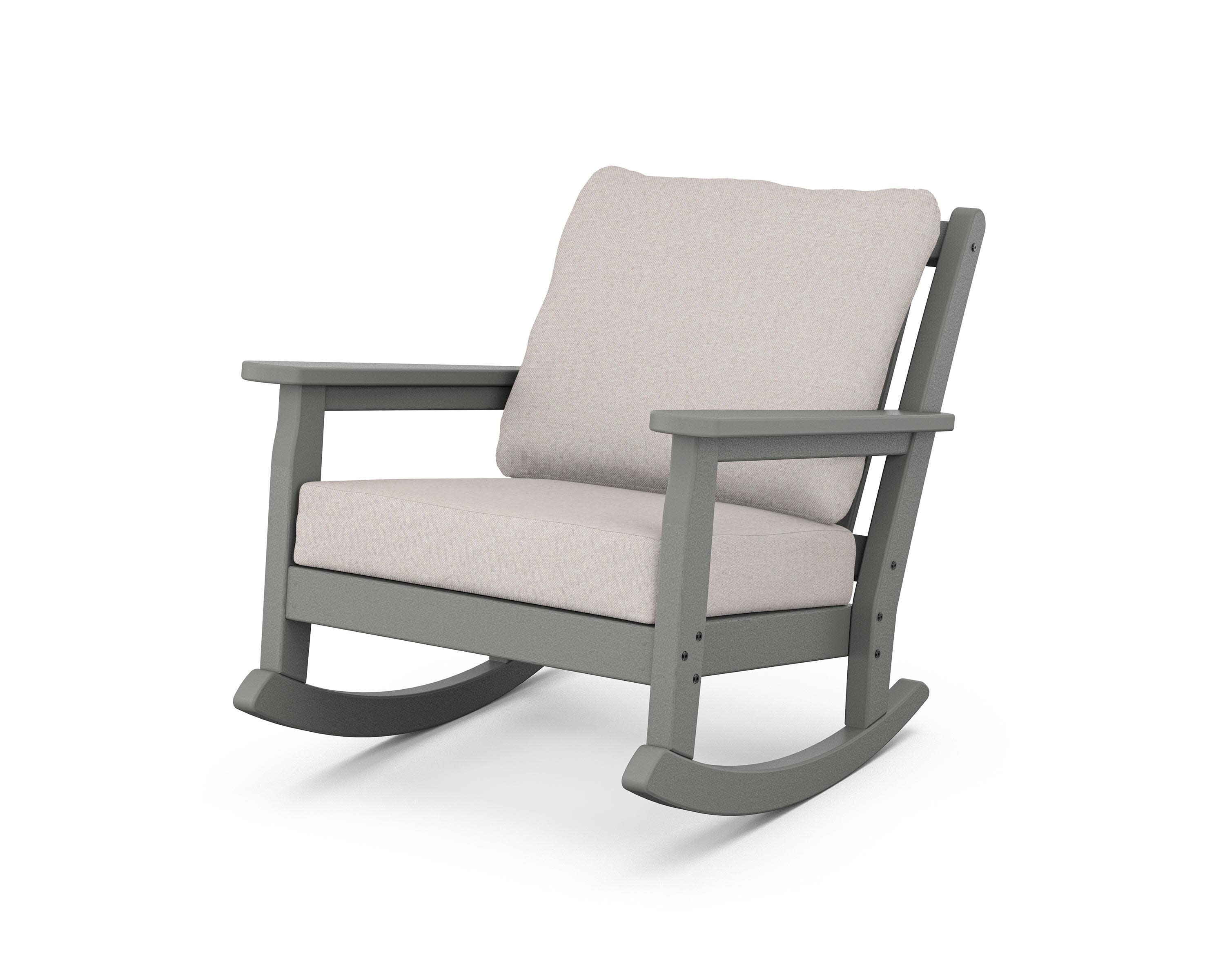 Chippendale Deep Seating Rocking Chair in Slate Grey / Dune Burlap