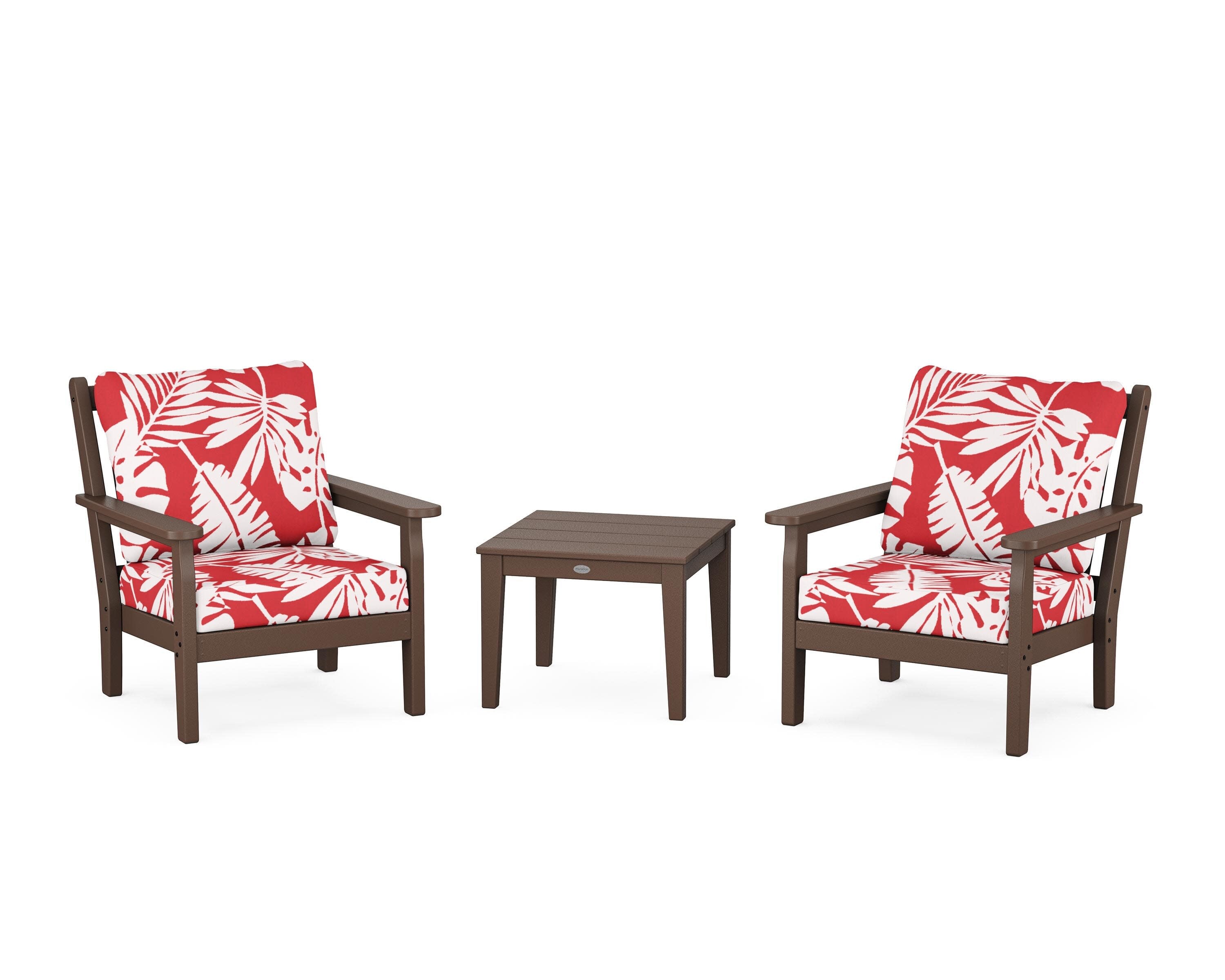 Chippendale 3-Piece Deep Seating Set in Mahogany / Leaf Crimson