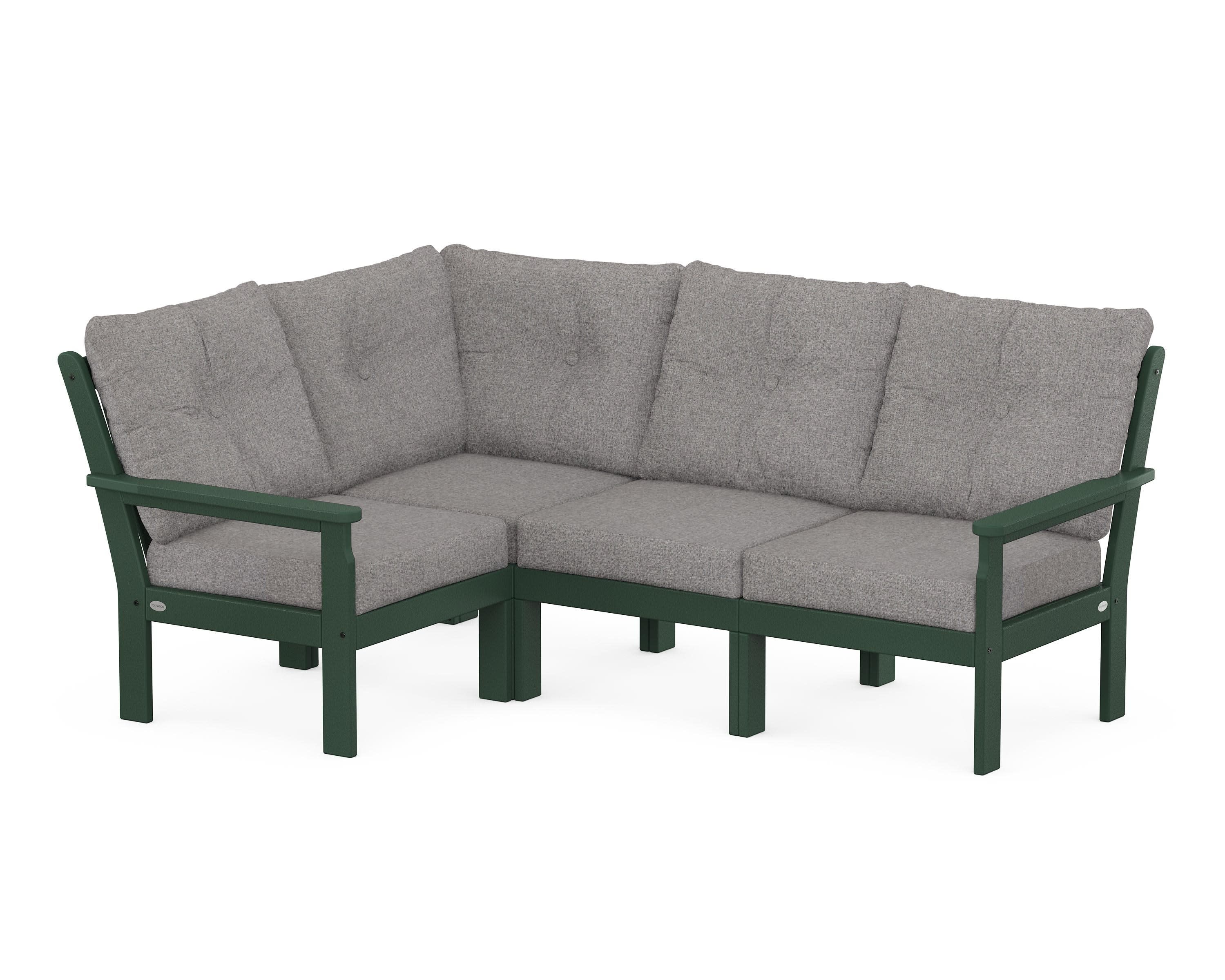 Vineyard 4-Piece Sectional in Green / Grey Mist