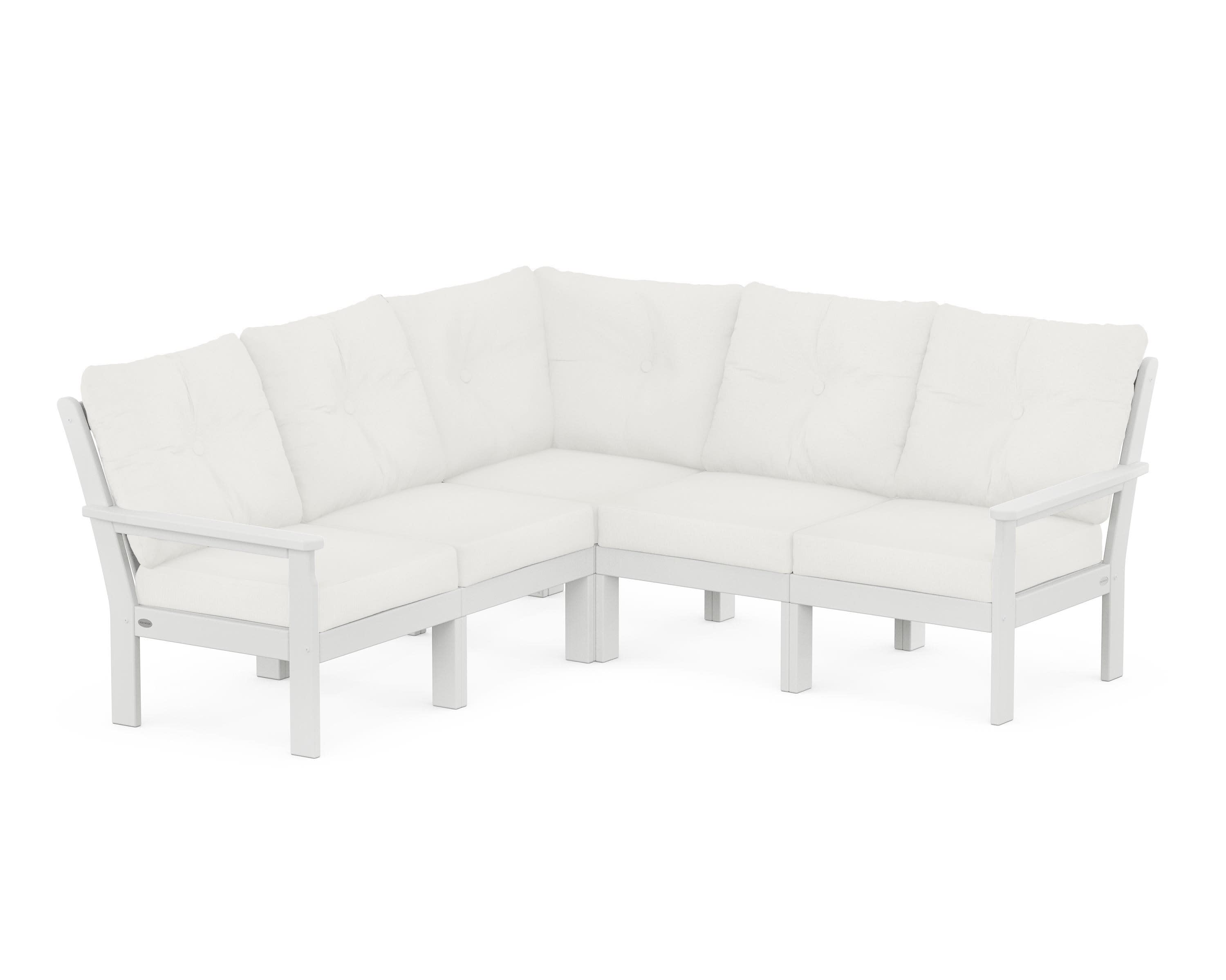 Vineyard 5-Piece Sectional in White / Natural Linen