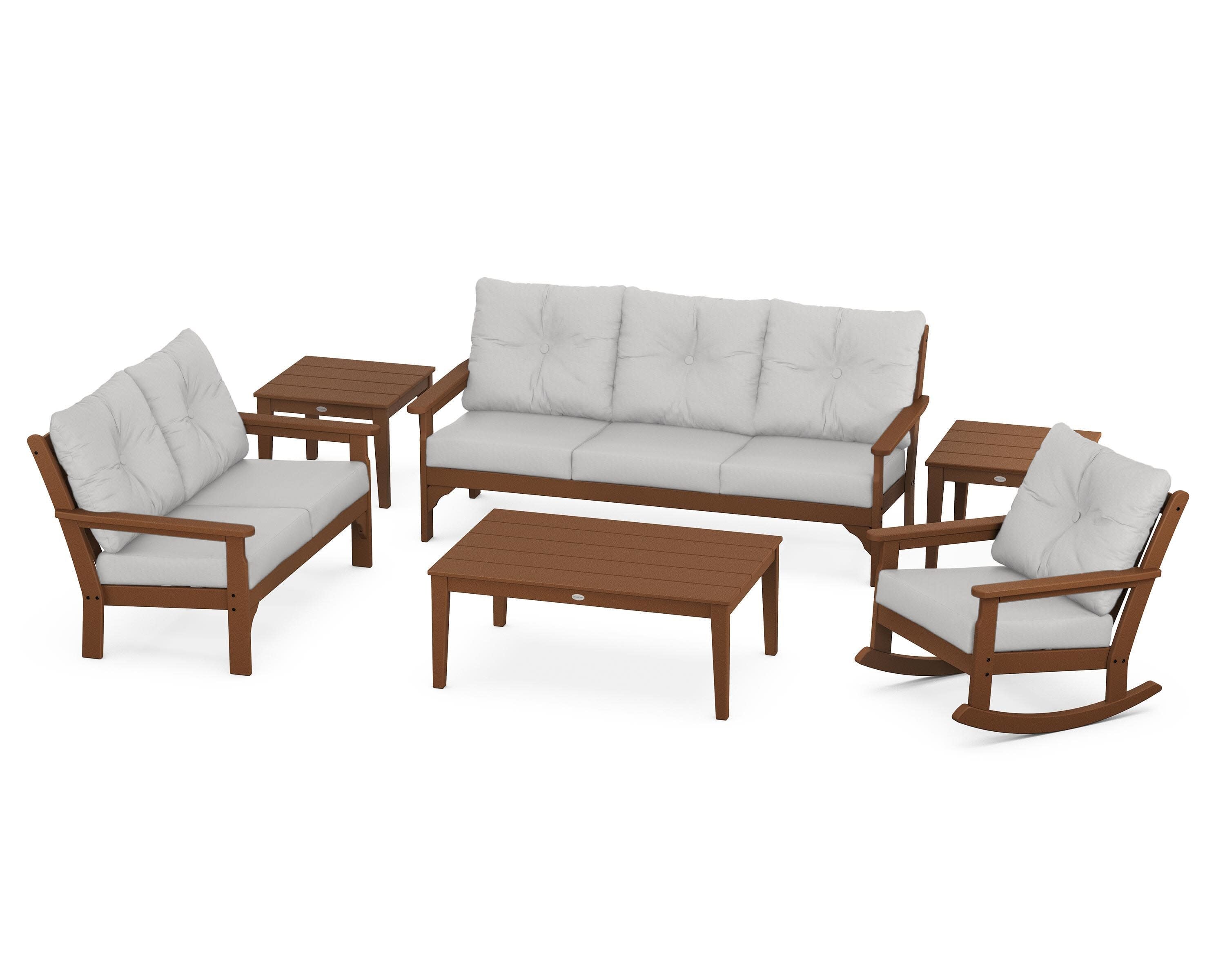 Vineyard 6-Piece Deep Seating Set in Teak / Diamond in the Rough