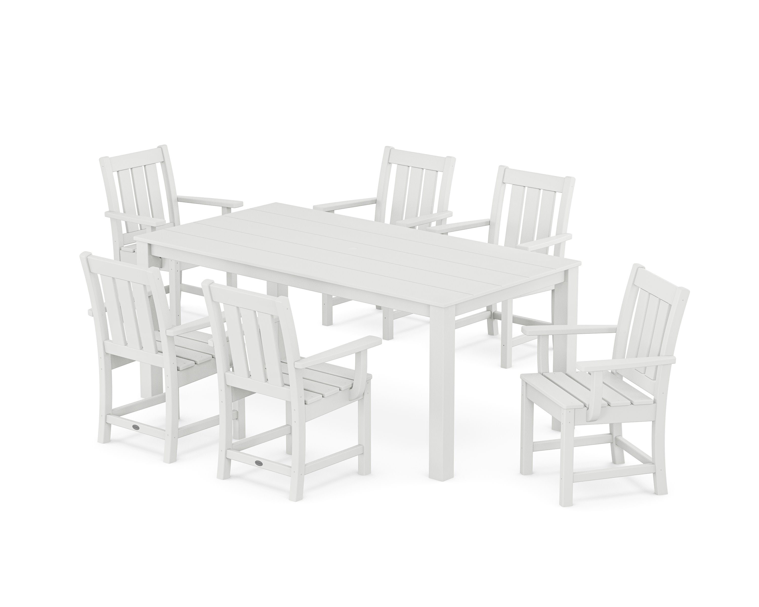 Oxford Arm Chair 7-Piece Parsons Dining Set in White